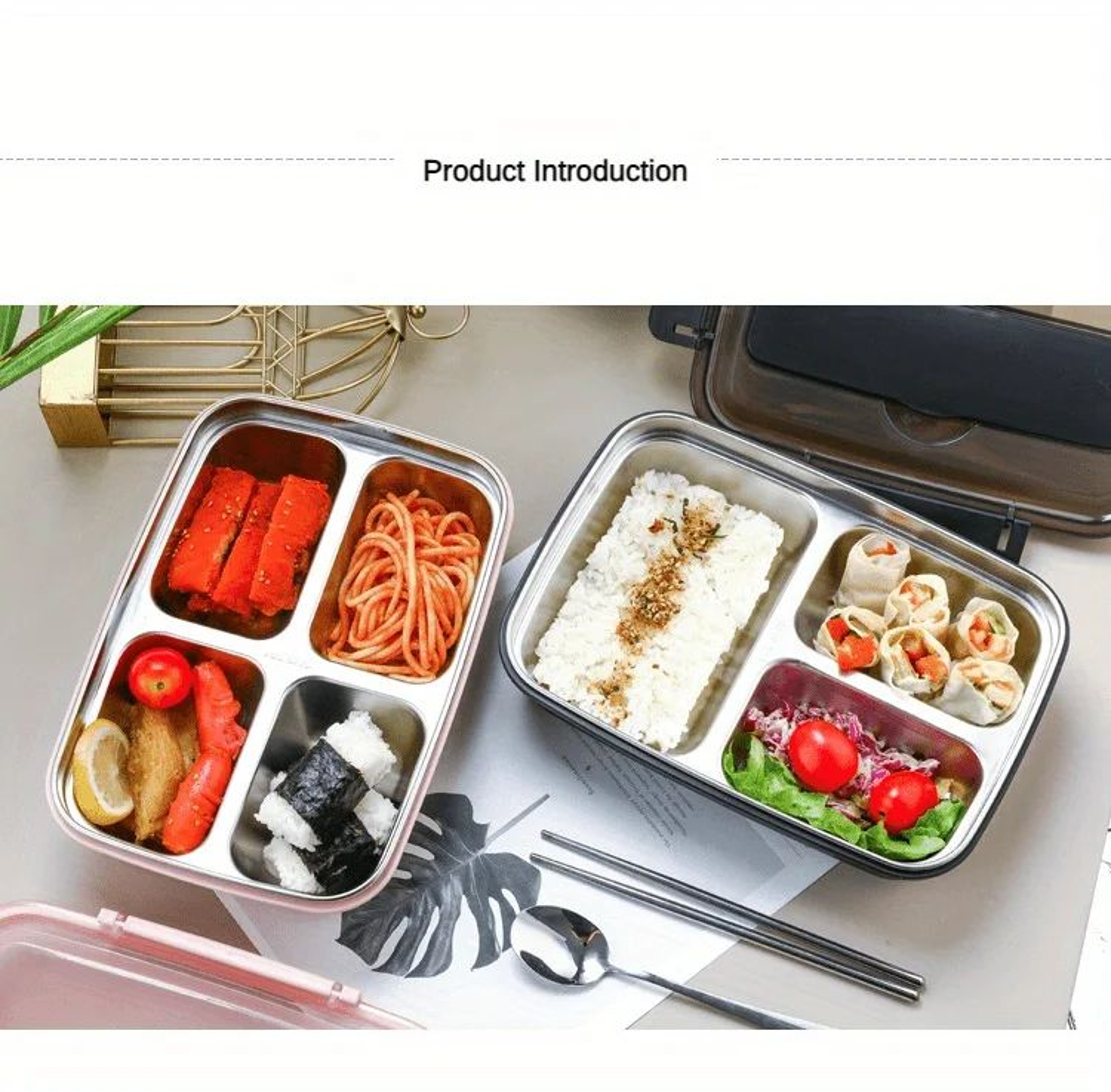 Leak Proof Stainless Steel Lunch Box  Durable 3 Or 4 Compartment Bento Container For Students And O 8