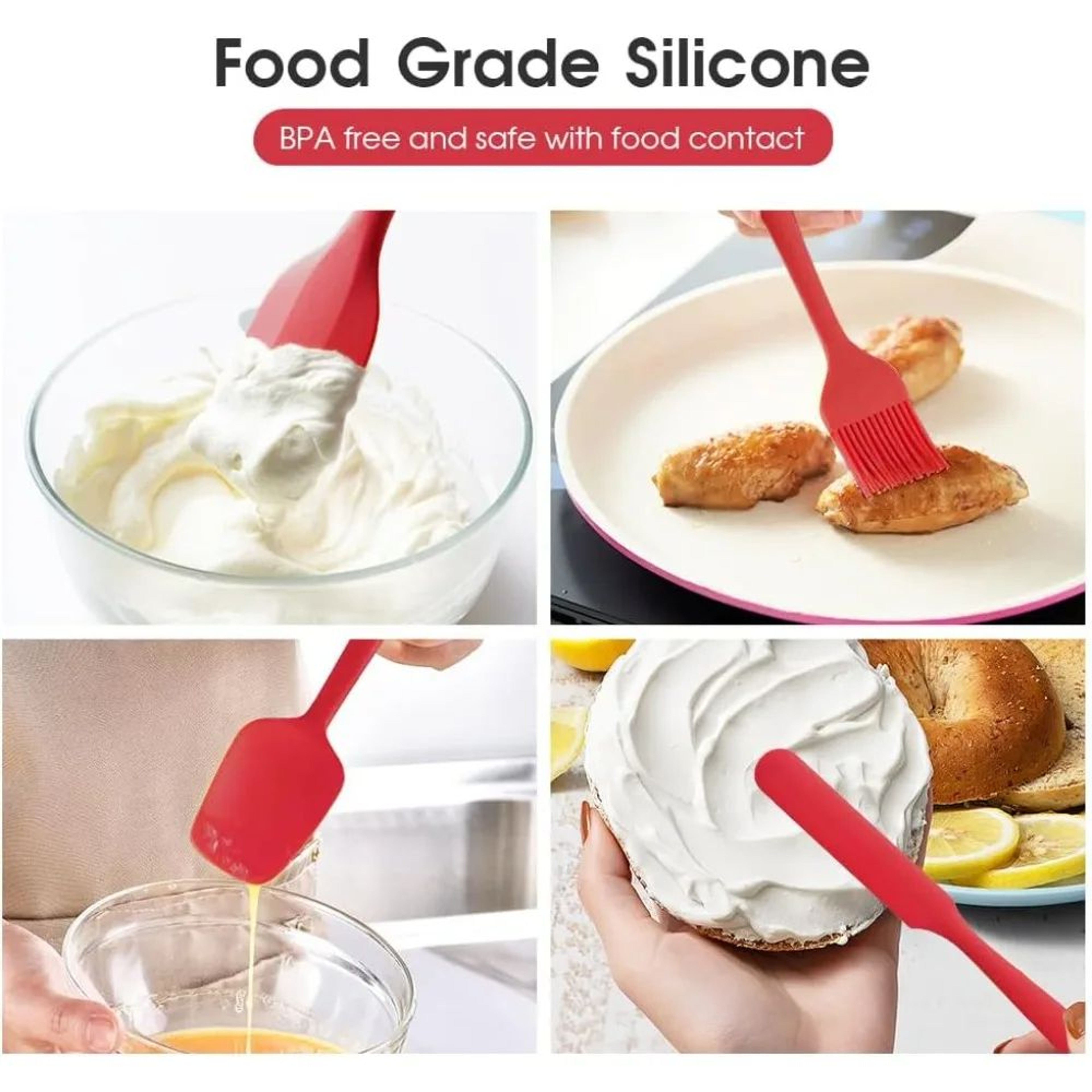 6 Piece Silicone Spatula Set Food Grade Heat Resistant Non Stick Baking And Cooking Tools 1