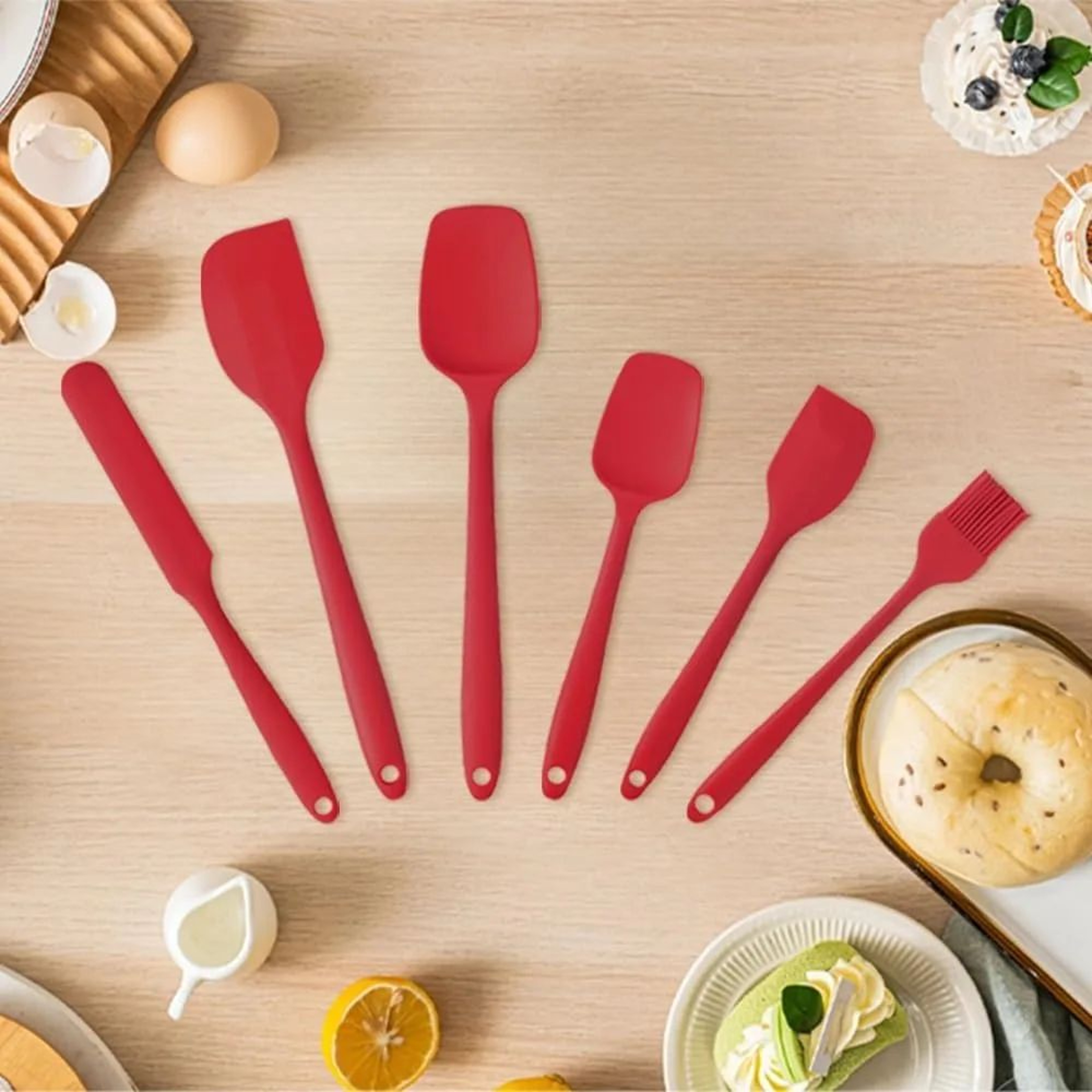 6 Piece Silicone Spatula Set Food Grade Heat Resistant Non Stick Baking And Cooking Tools 4
