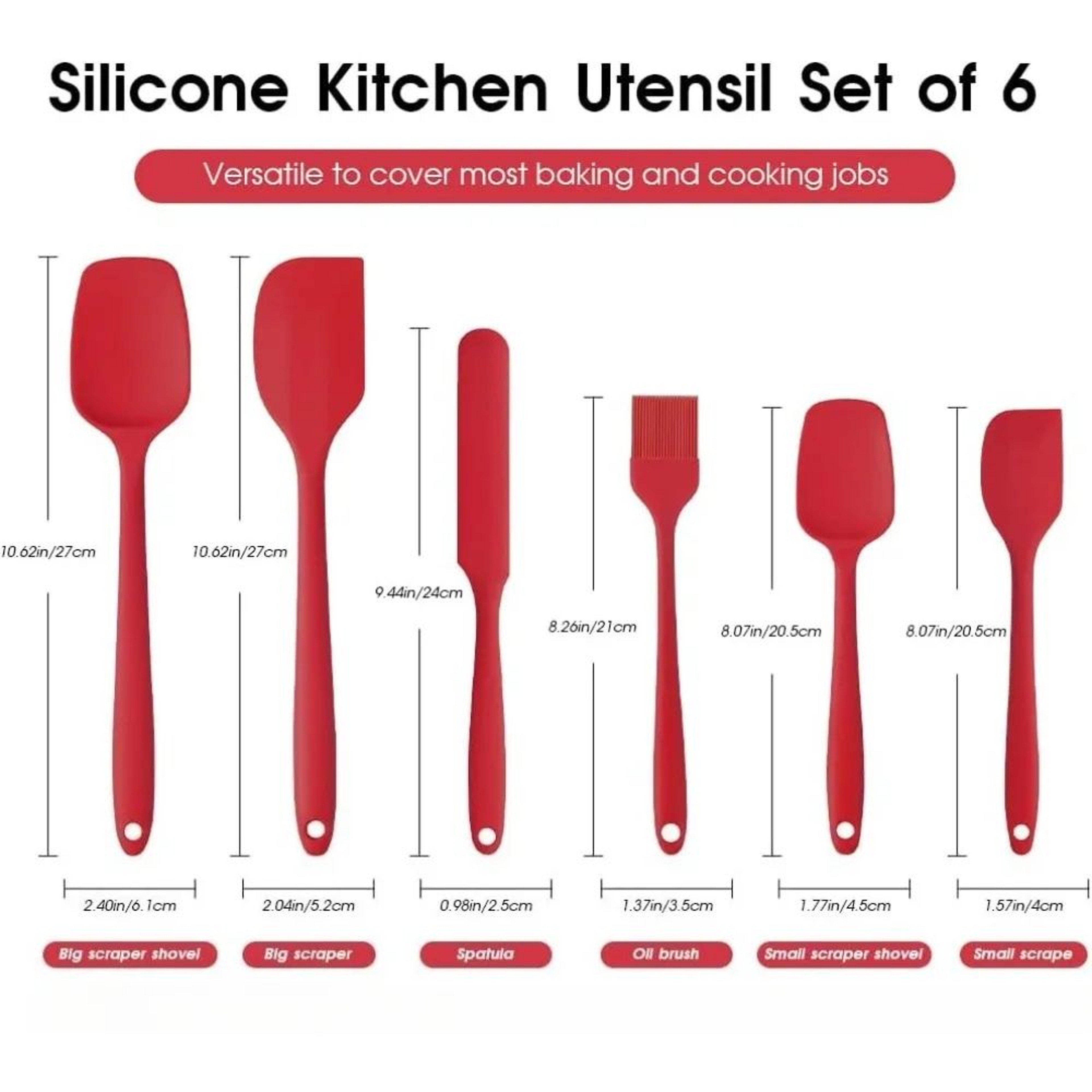 6 Piece Silicone Spatula Set Food Grade Heat Resistant Non Stick Baking And Cooking Tools 5