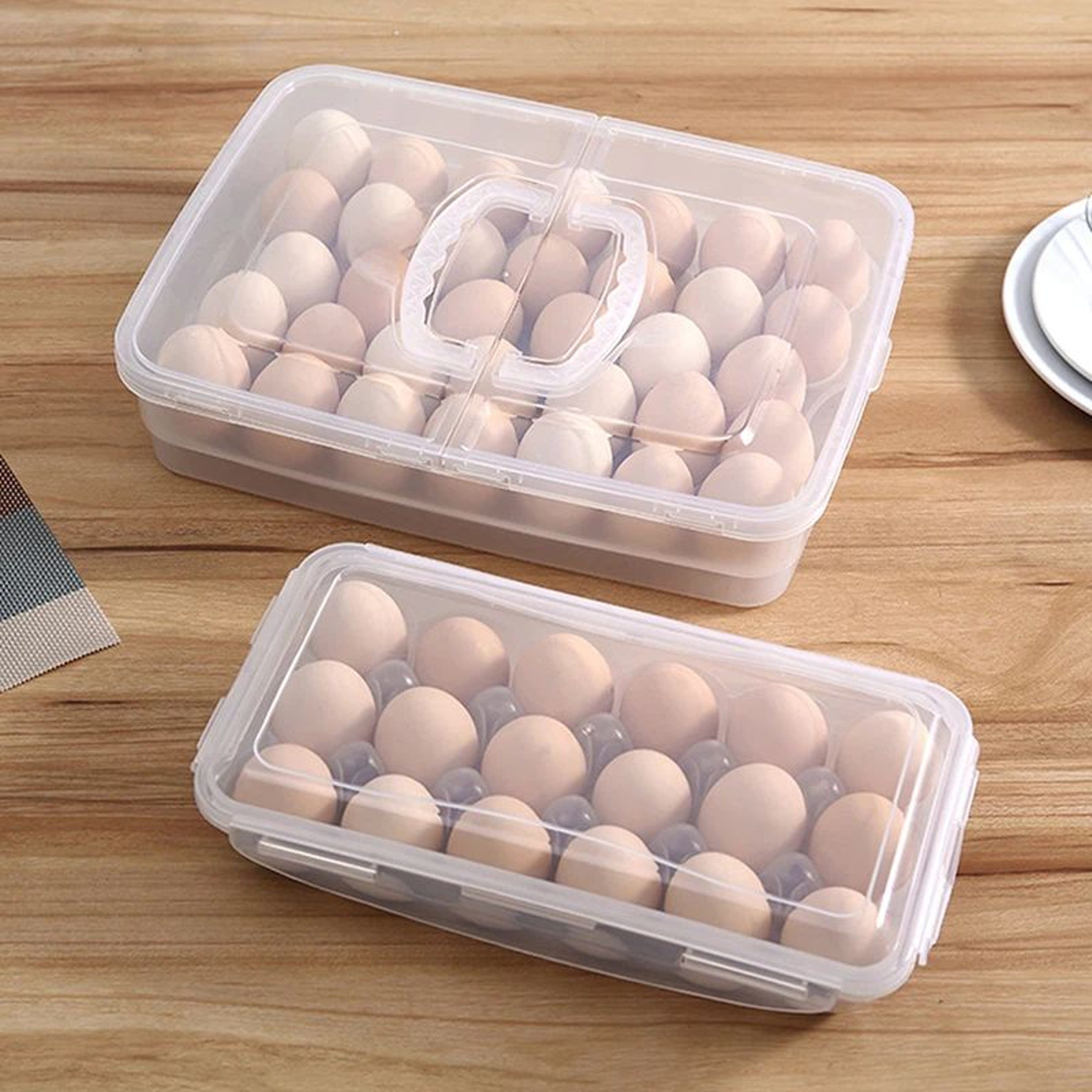 Egg Storage Box With Lid Refrigerator Egg Organizer Tray 9