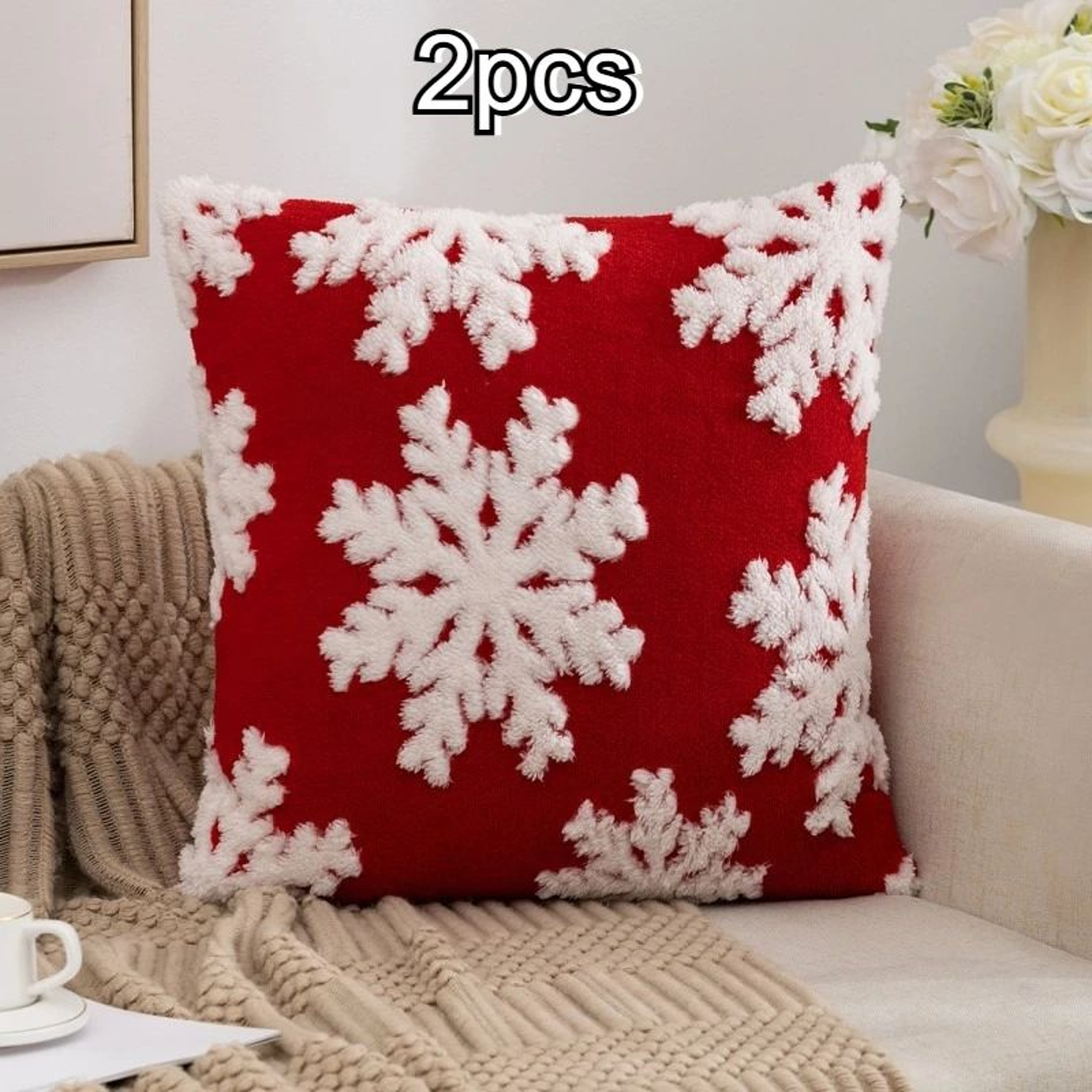 Snowflake Velvet Pillow Covers Set Of 2  Soft Christmas Cushion Covers With Festive Pattern  Hidden 7