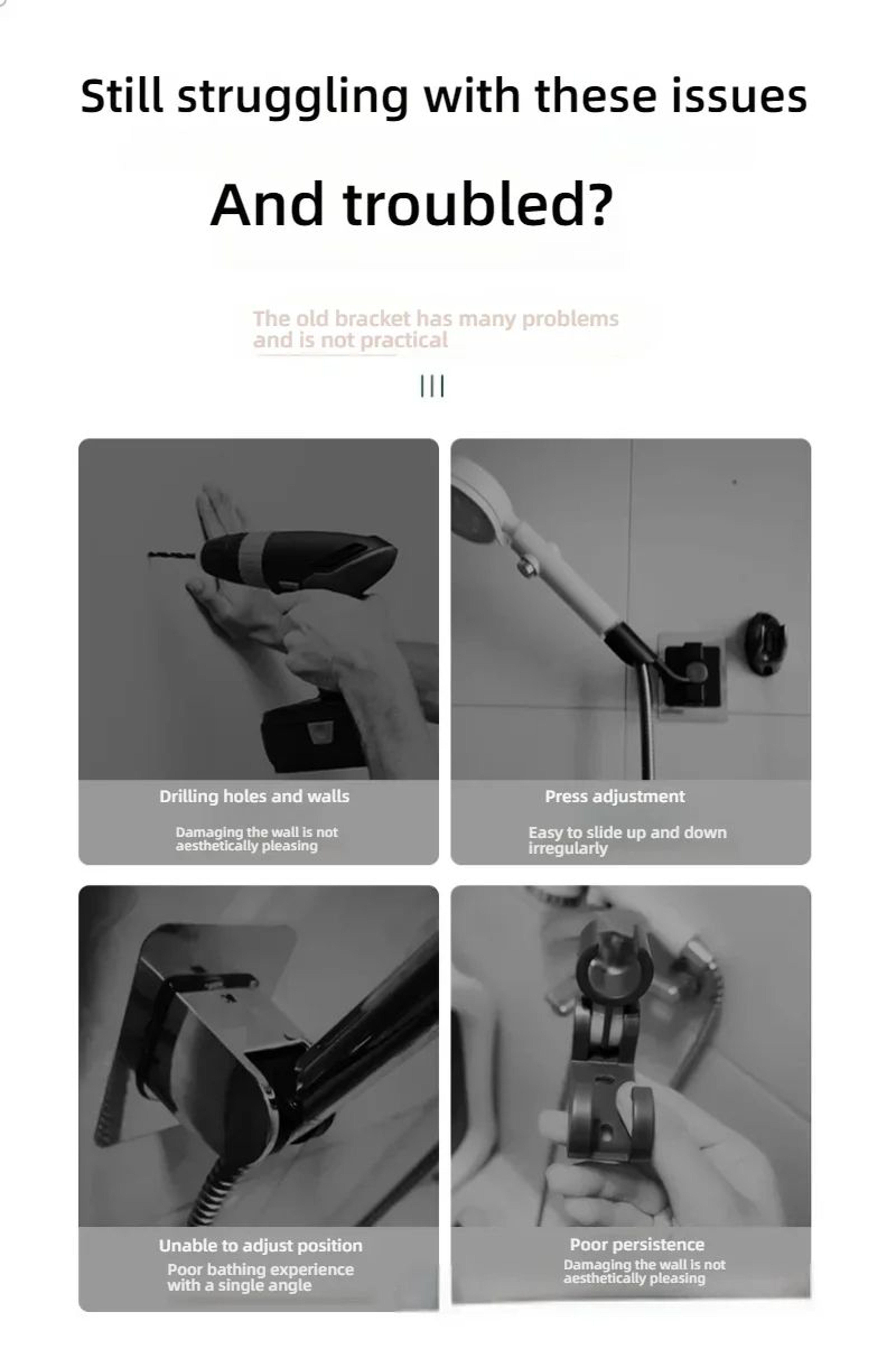 Adjustable Suction Cup Shower Head Holder  PunchFree Handheld Shower Bracket With MultiAngle Rotati 8