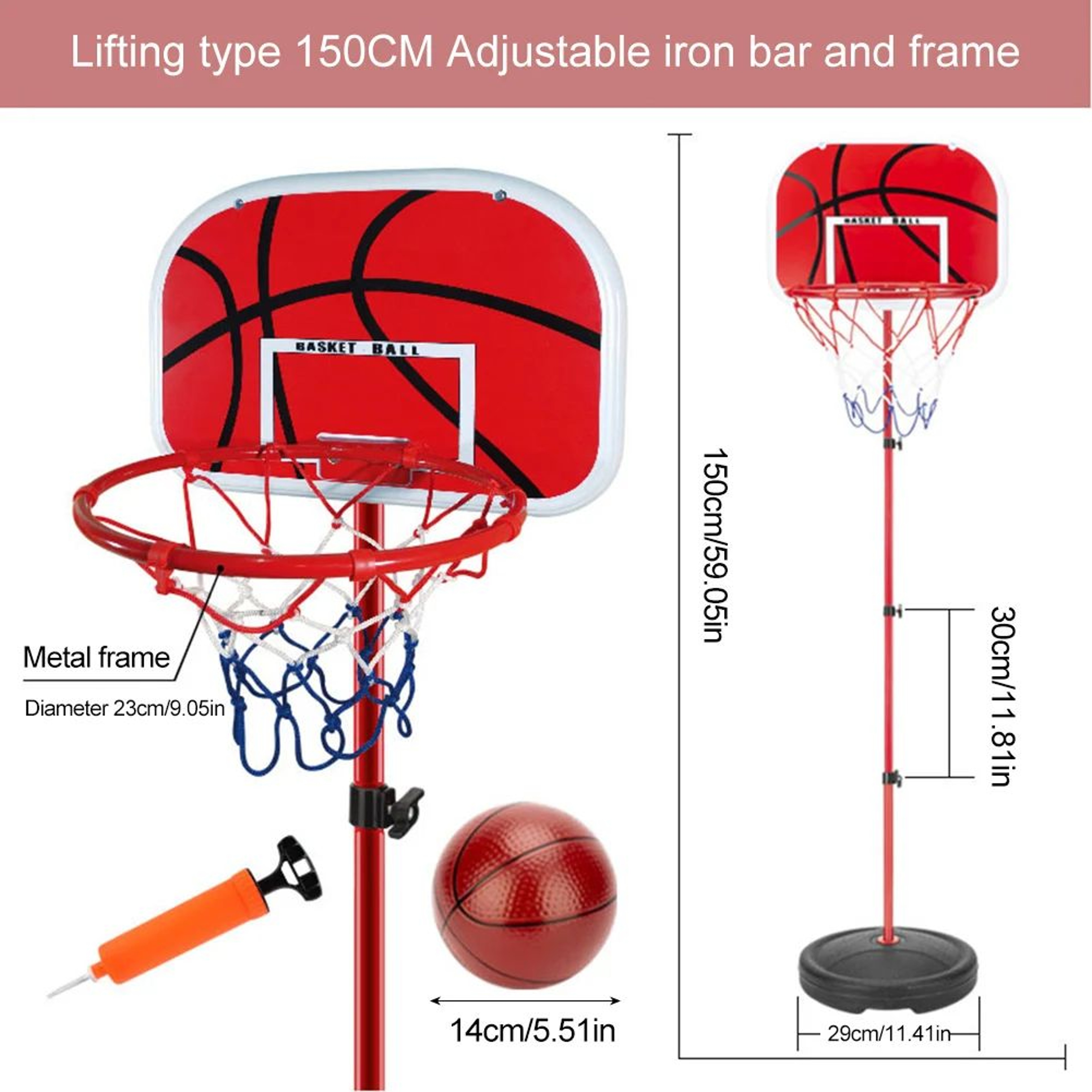 Adjustable Kids Basketball Hoop Set 6
