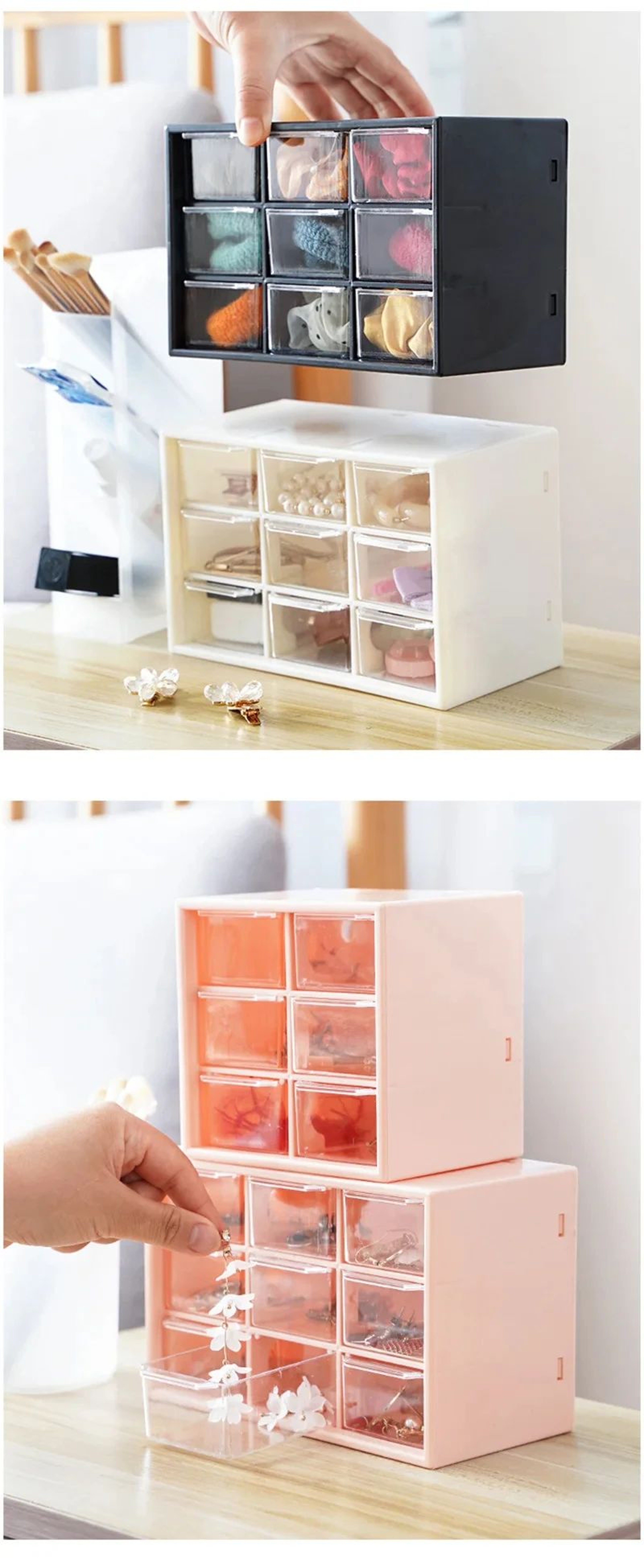 White Desktop Organizer With Drawer Storage 3