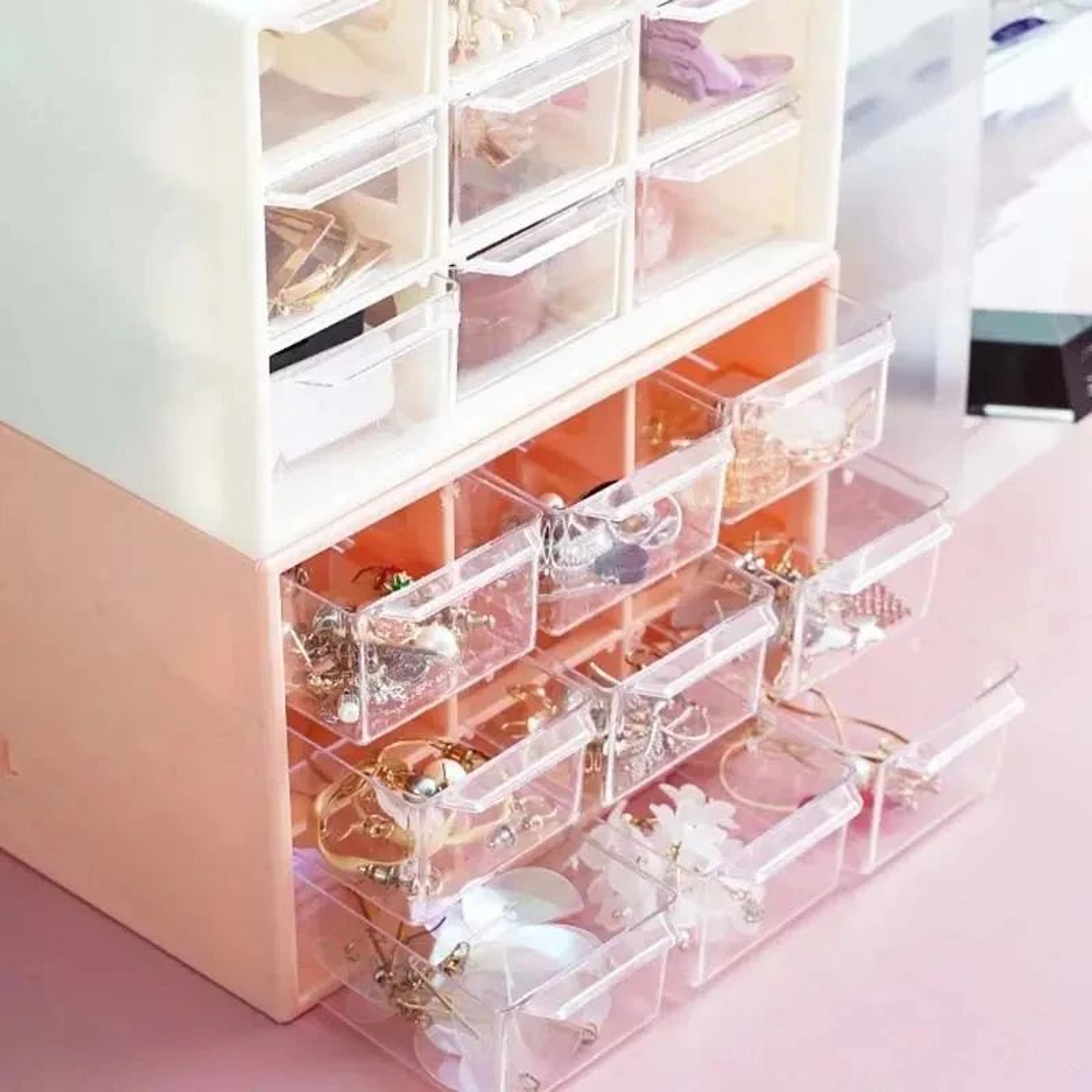 White Desktop Organizer With Drawer Storage 6