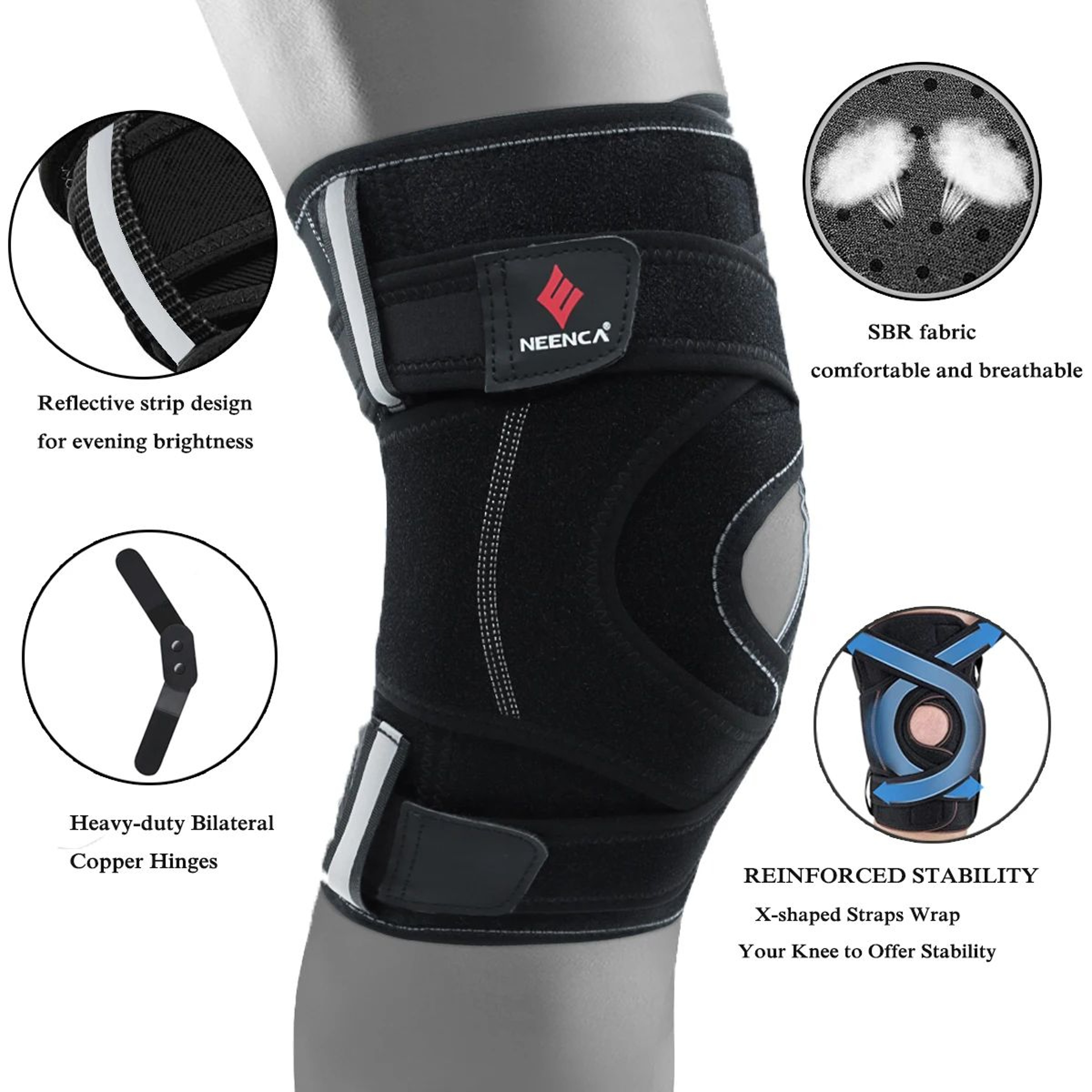 Hinged Knee Brace With Side Stabilizers 8
