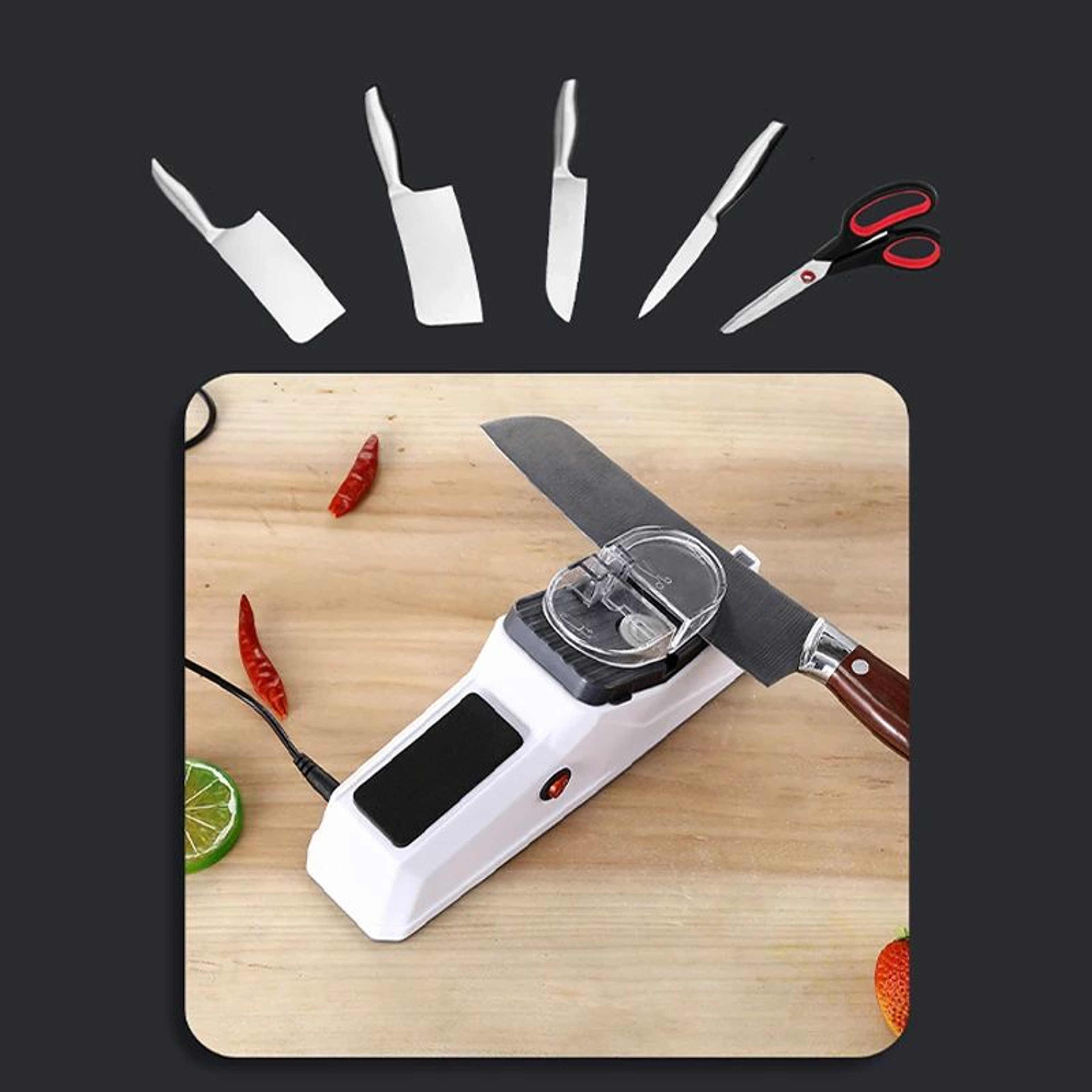 Knife sharpening process using the EdgeMaster Electric Knife Sharpener