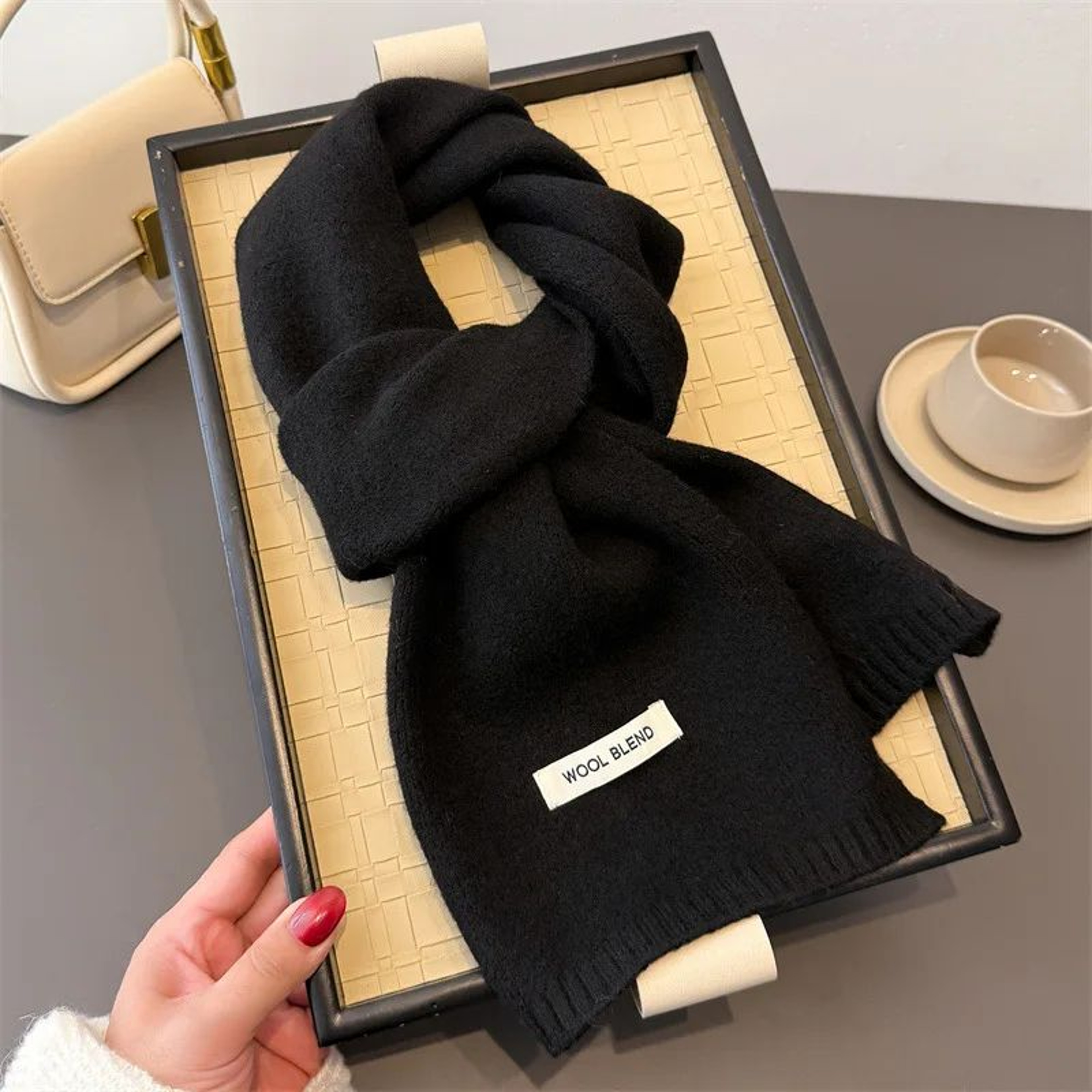 womens winter scarf draped loosely for daily comfort