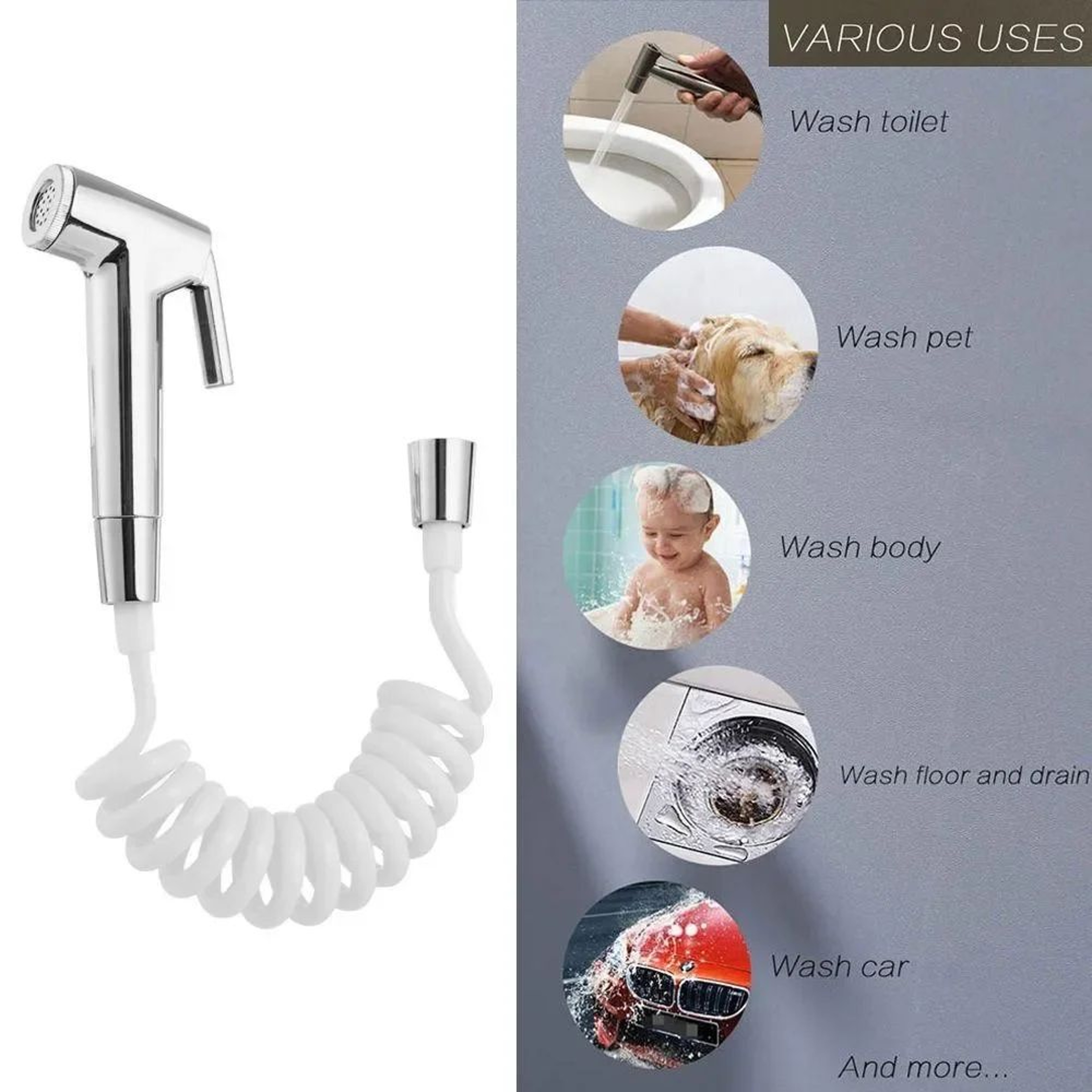Handheld Portable Toilet Spray Gun With 15 M Hose 6