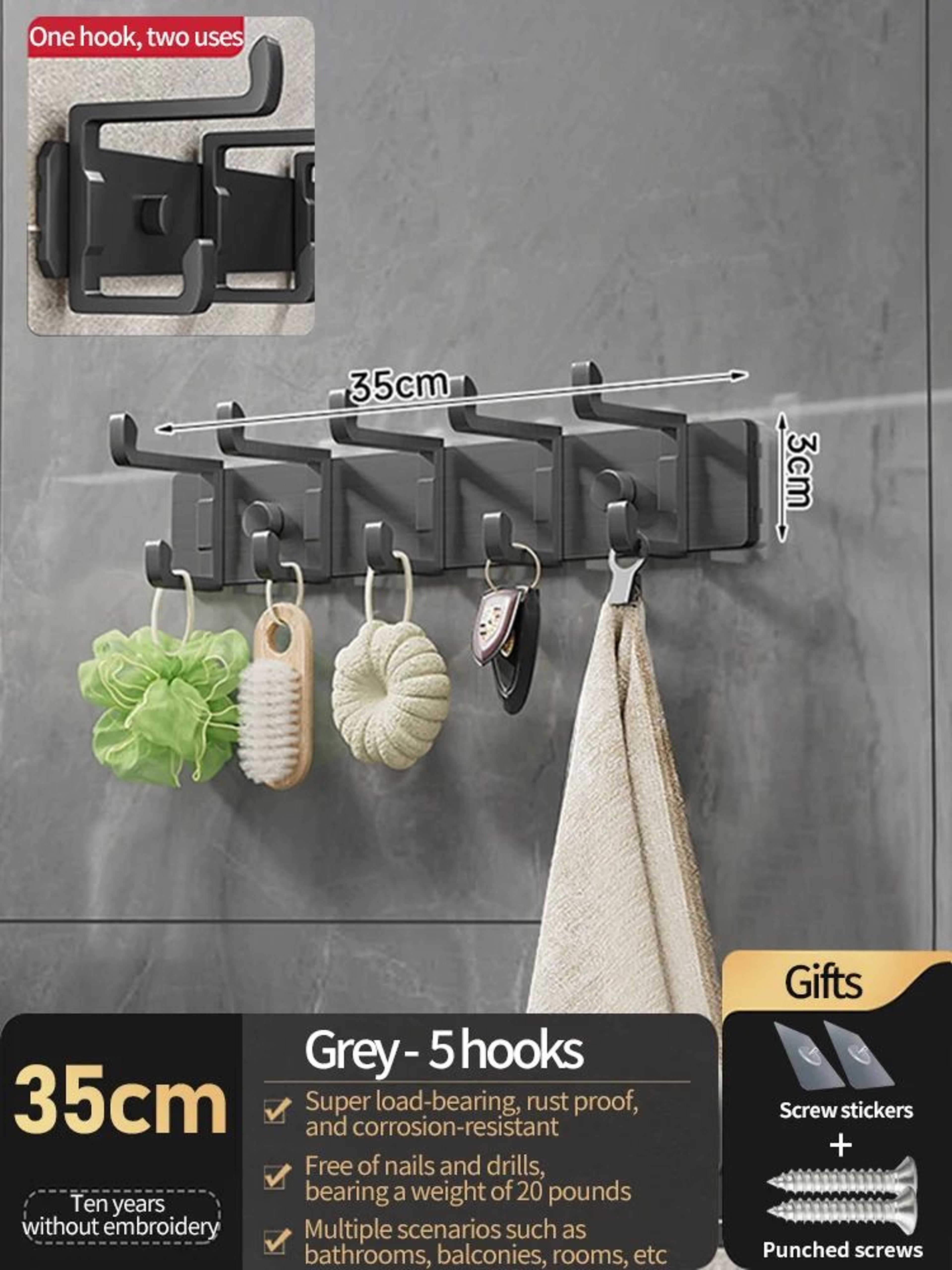 No Drill Folding Door Robe Hooks 8