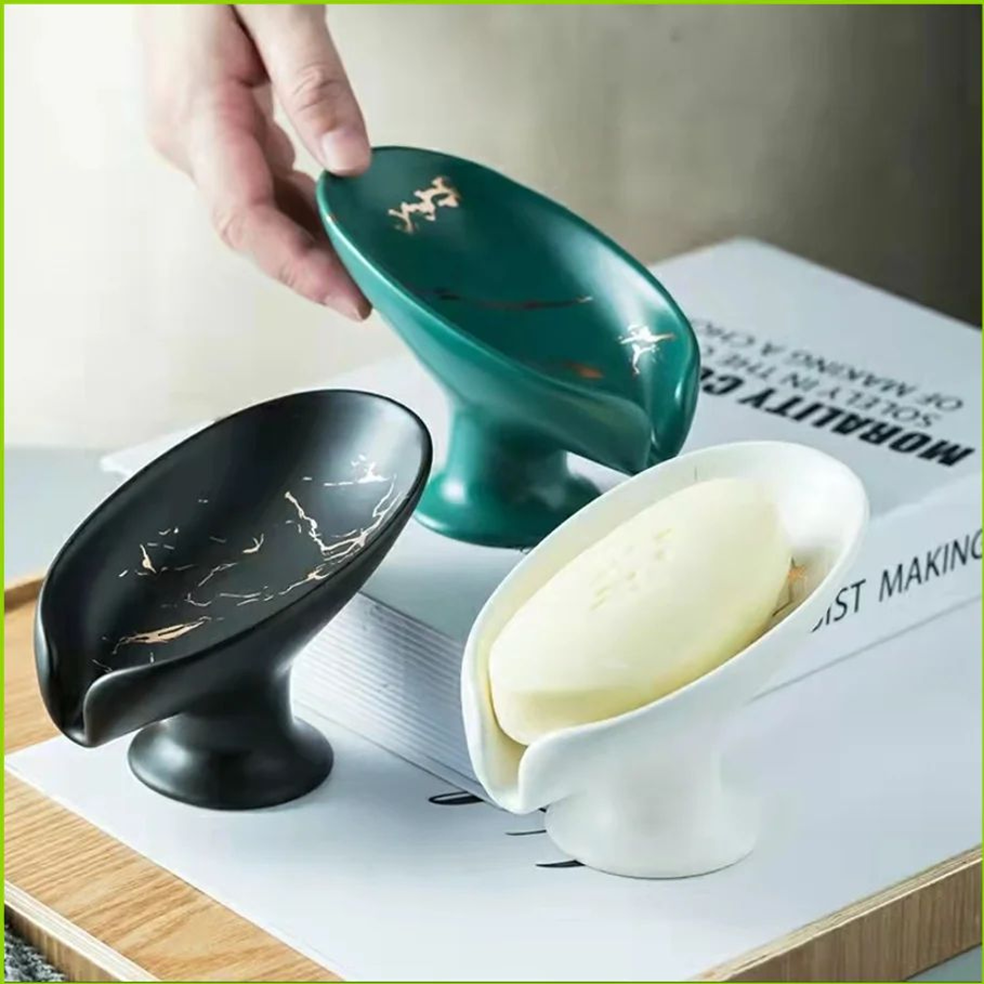 Ceramic Leaf Shape Soap Holder Dish 4