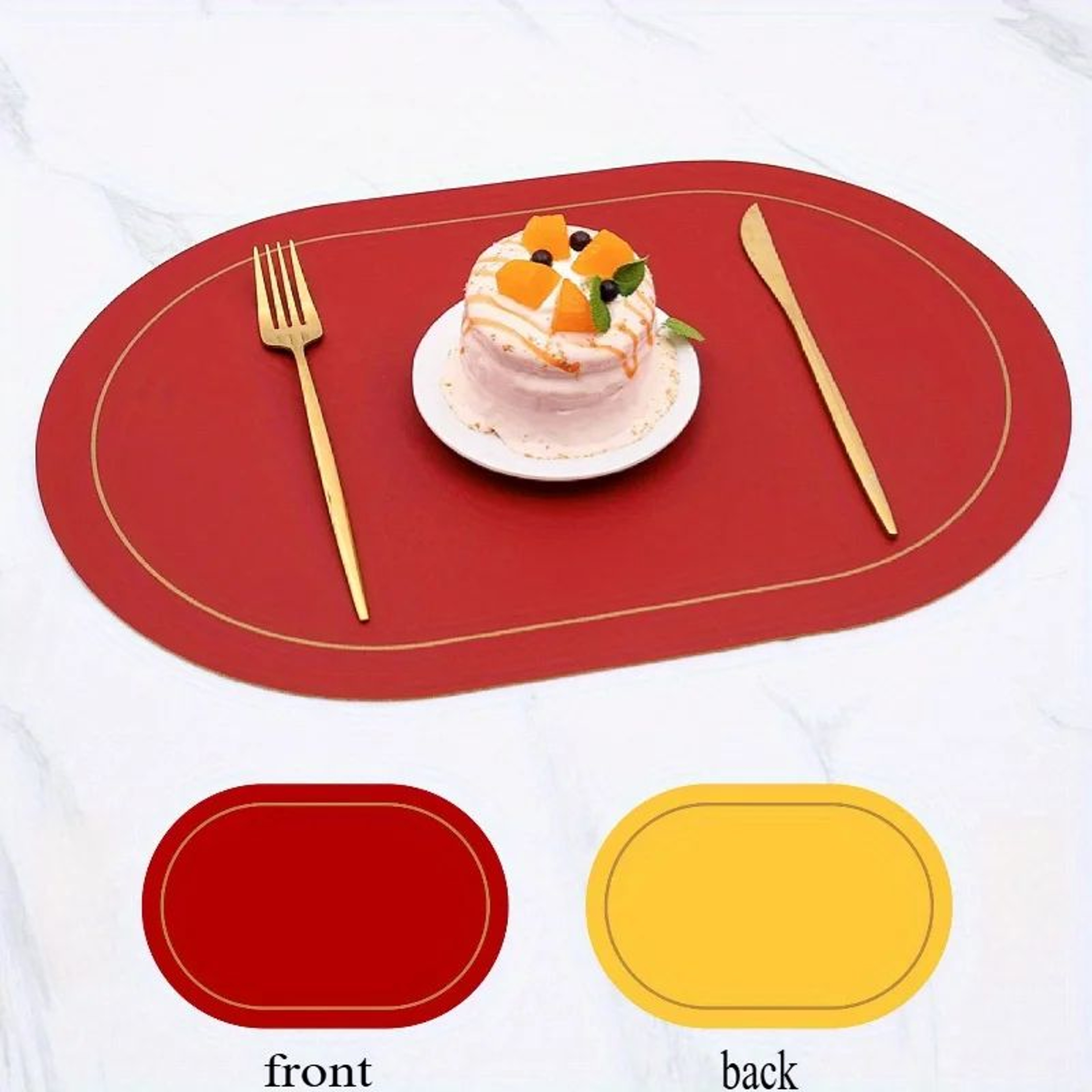 PU Leather Reversible Dining Placemats 4