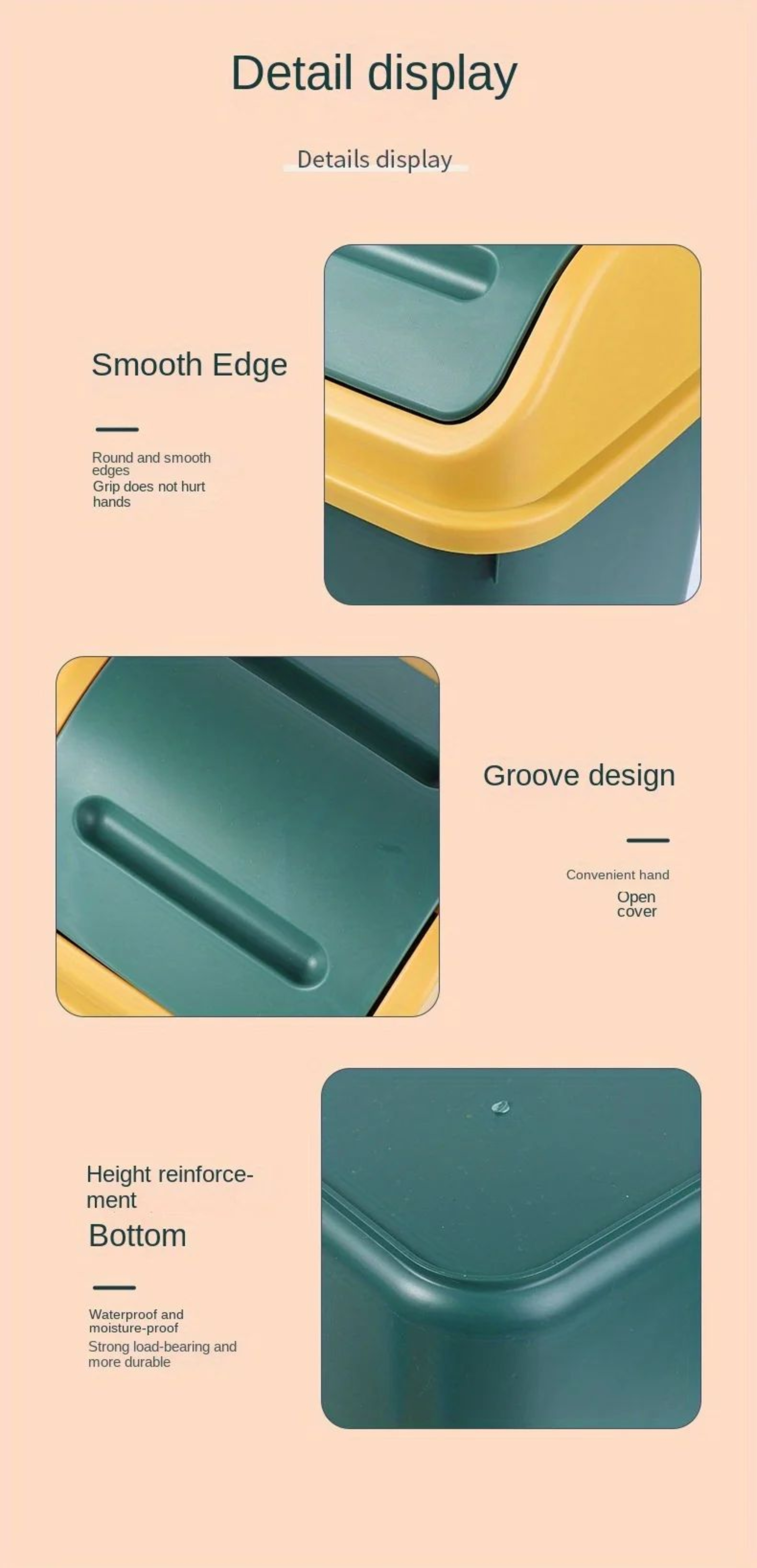 14L Square Plastic Trash Can With Lid 11