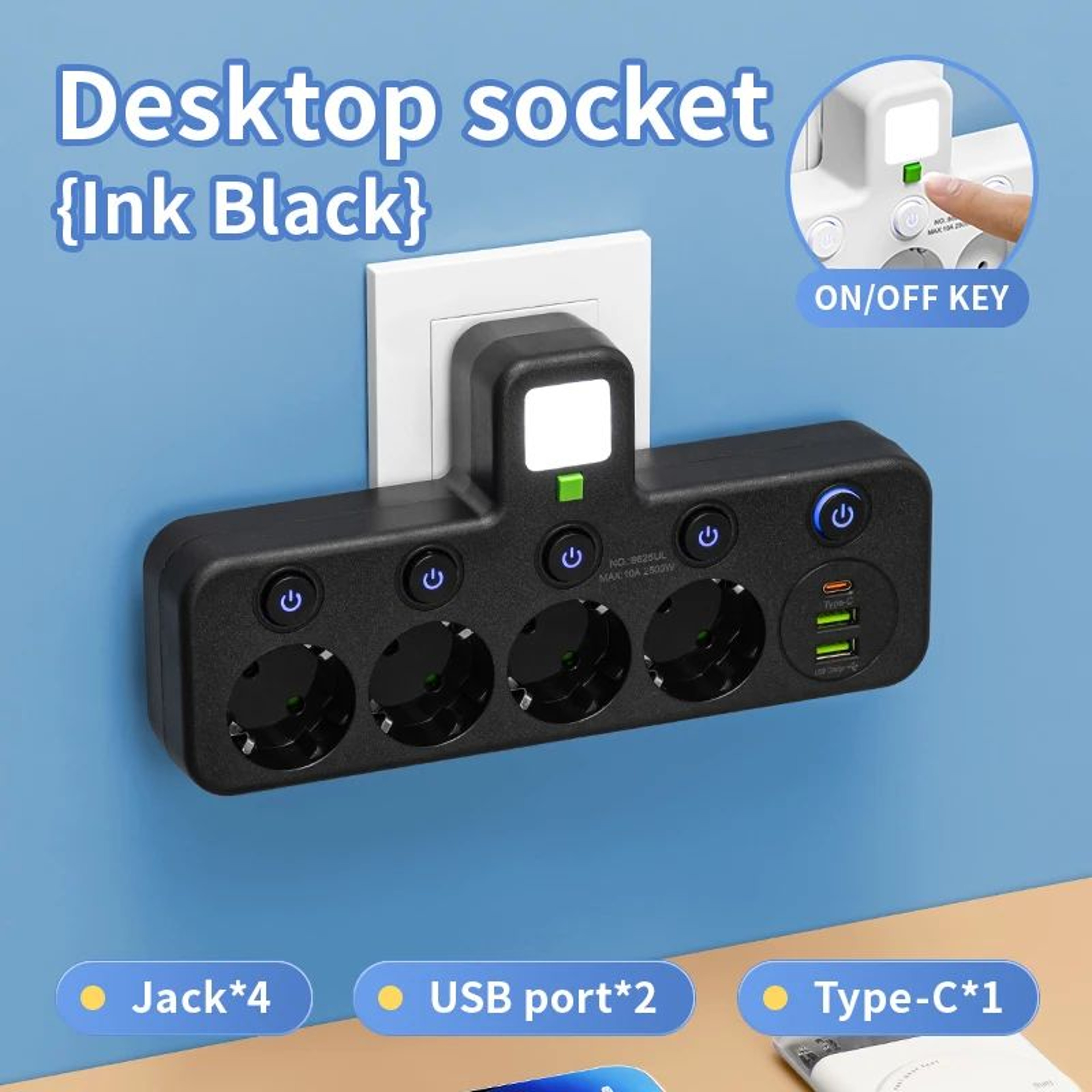 Multi Socket Wall Outlet With USB Ports 12