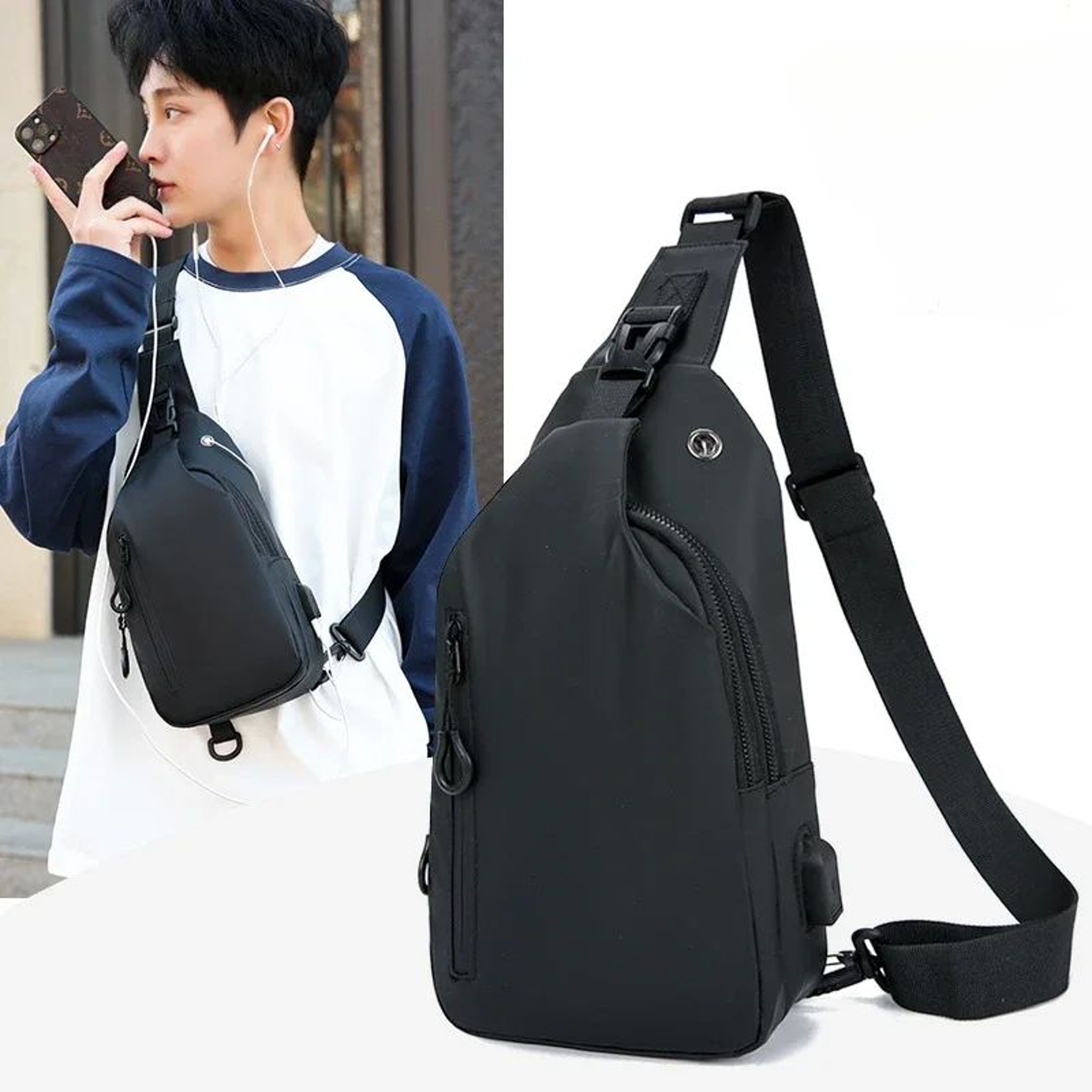 Men Nylon Crossbody Chest Bag 1