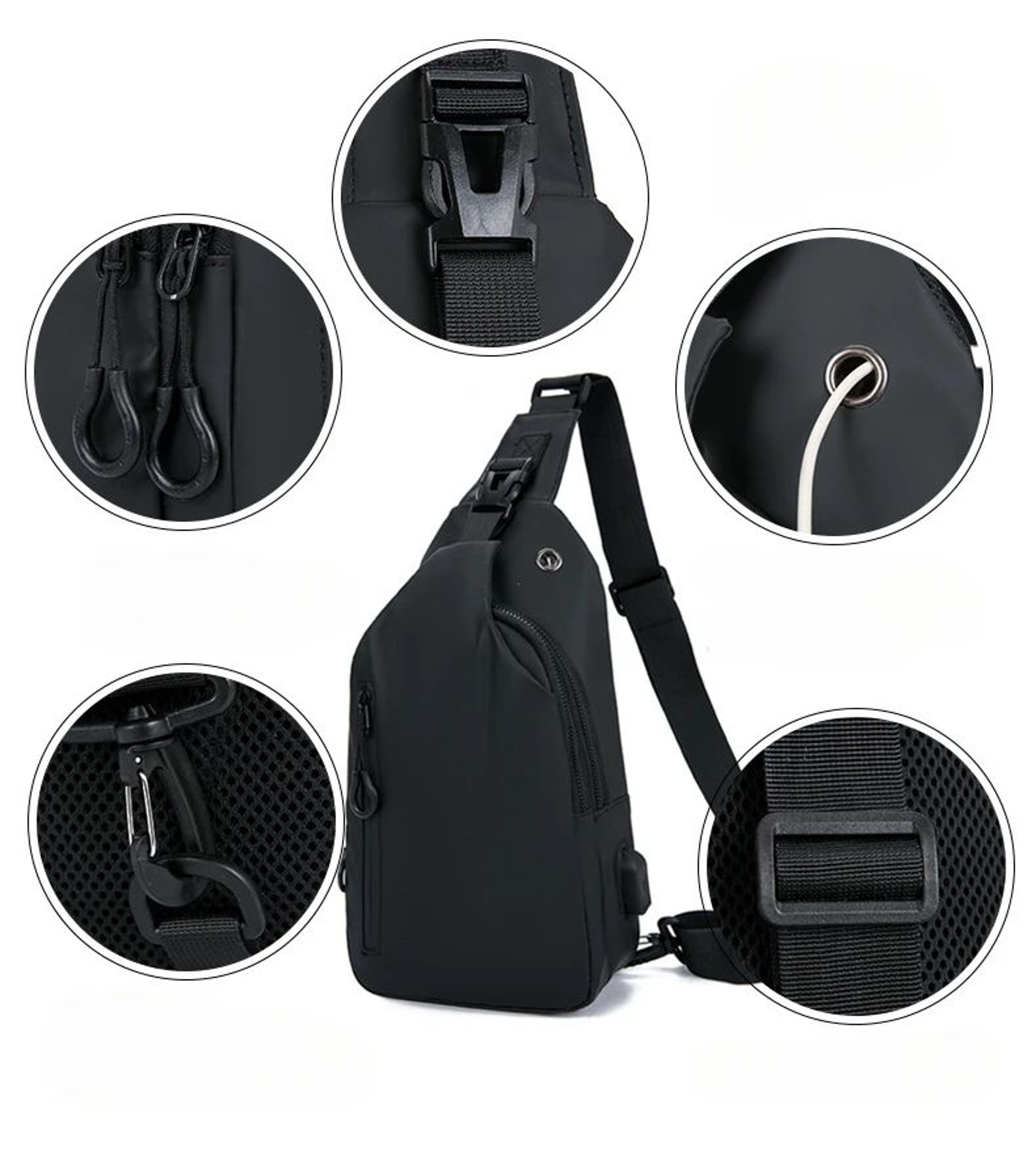 Men Nylon Crossbody Chest Bag 7