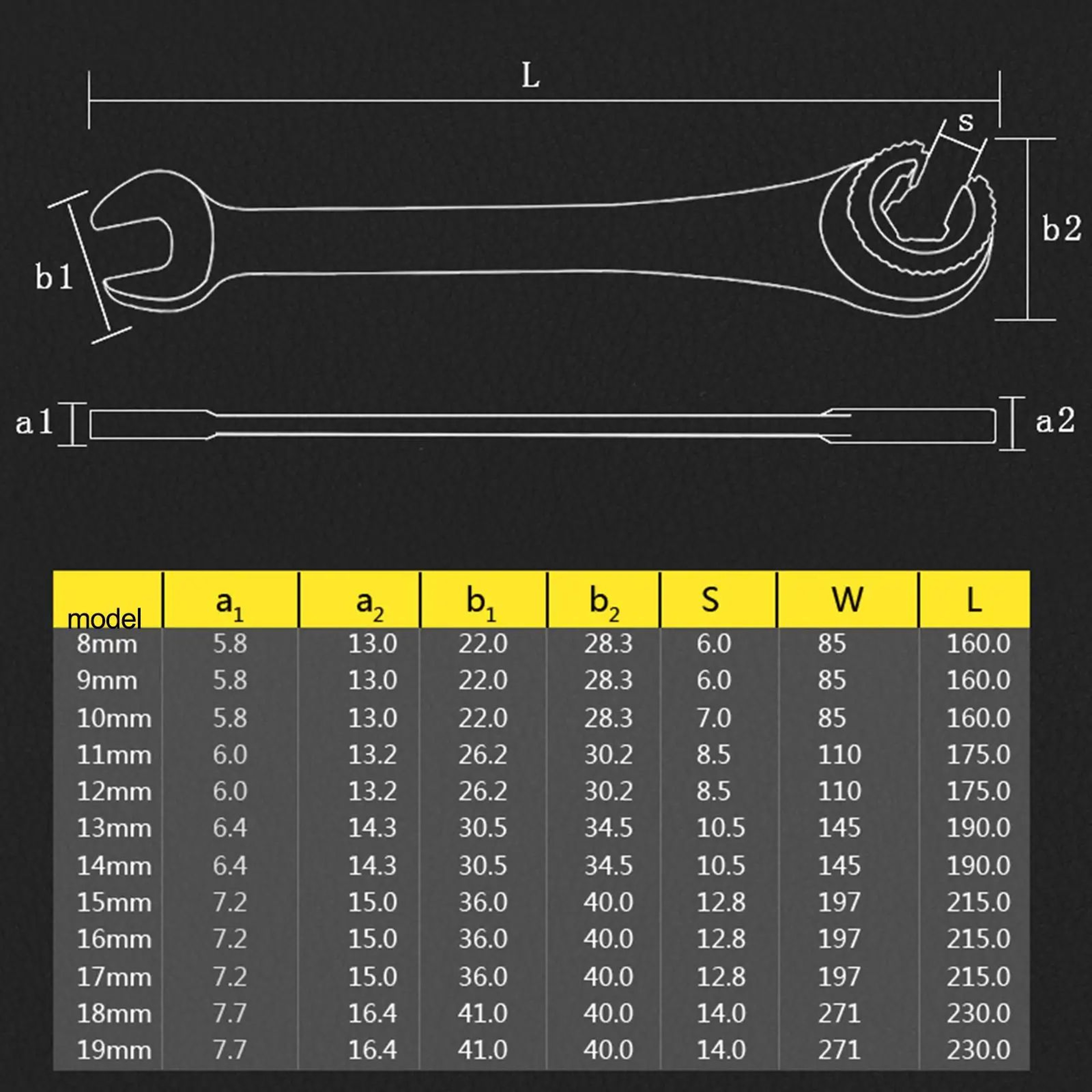 Ratcheting Combination Wrench Tool 14