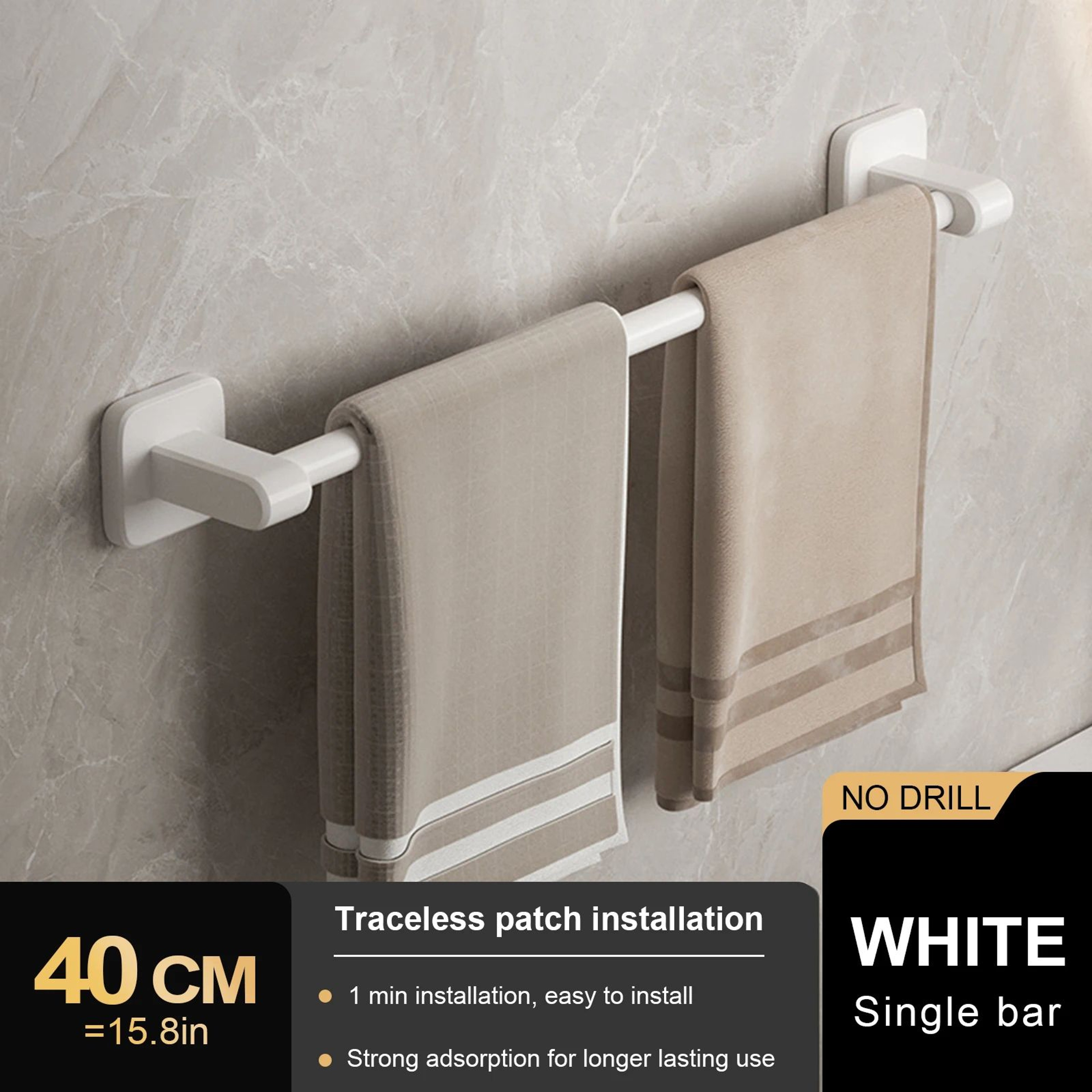 No Drill Double Bar Bathroom Towel Rack 17