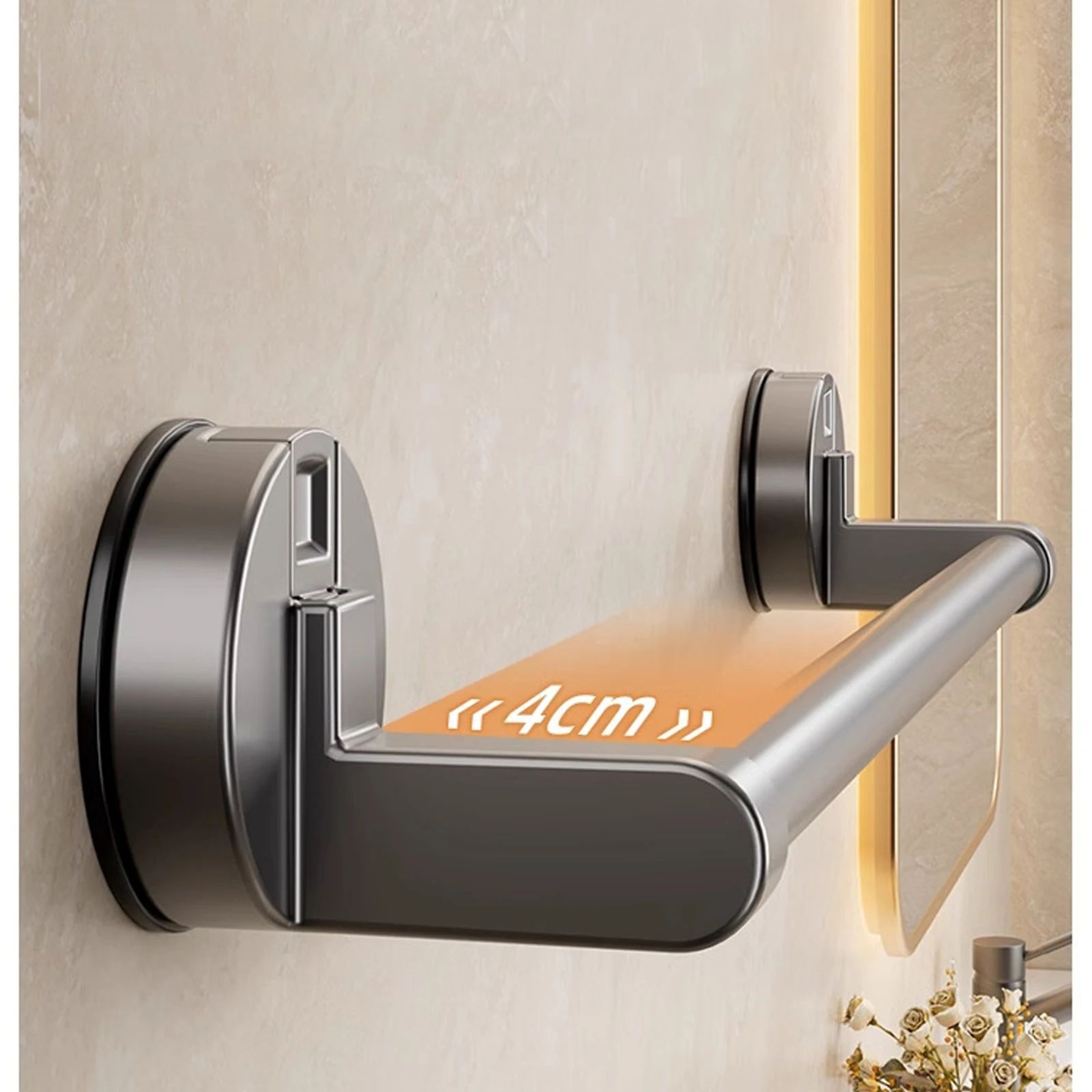 Suction Cup Double Bar Bathroom Towel Rack 5