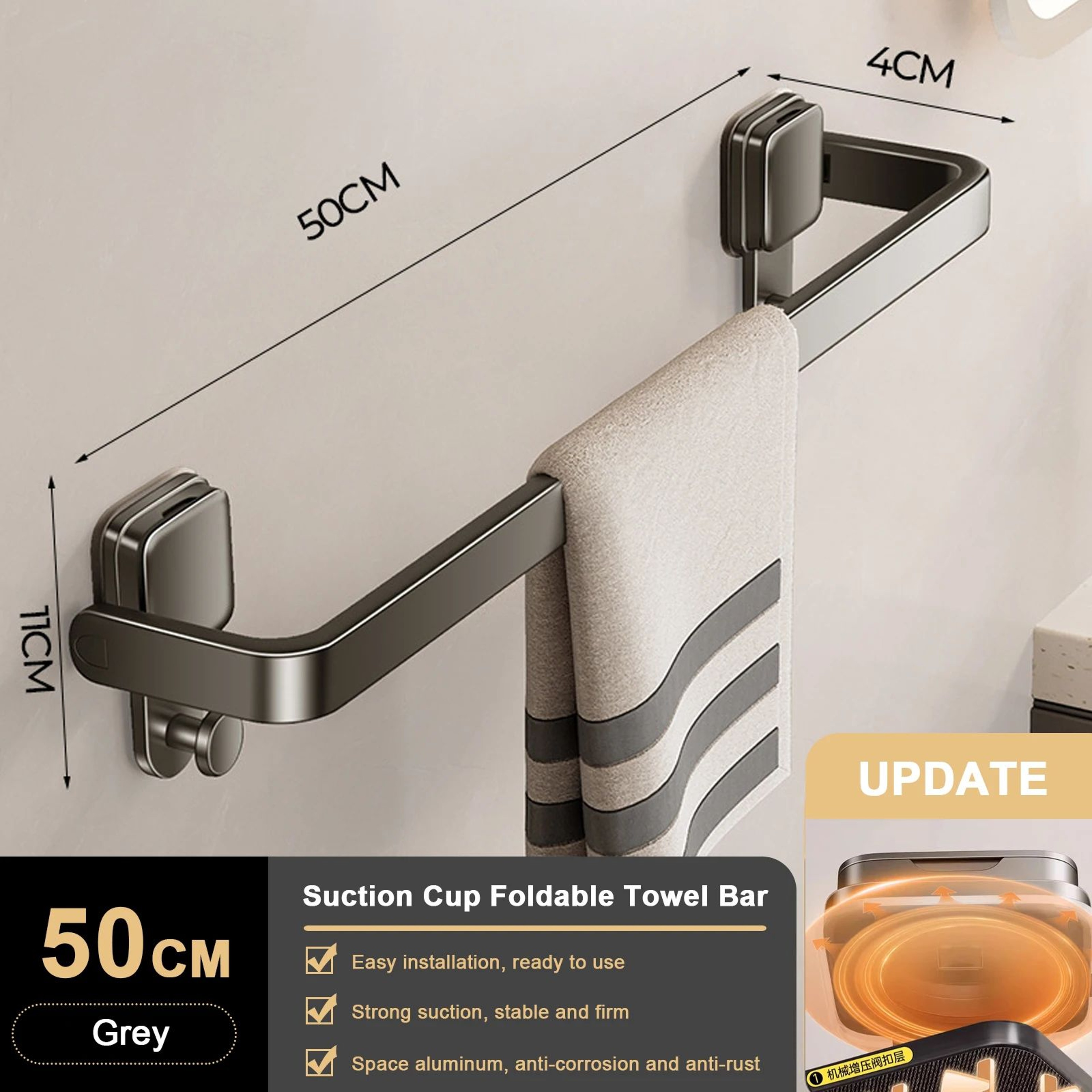 Suction Cup Folding Bathroom Towel Rack 10
