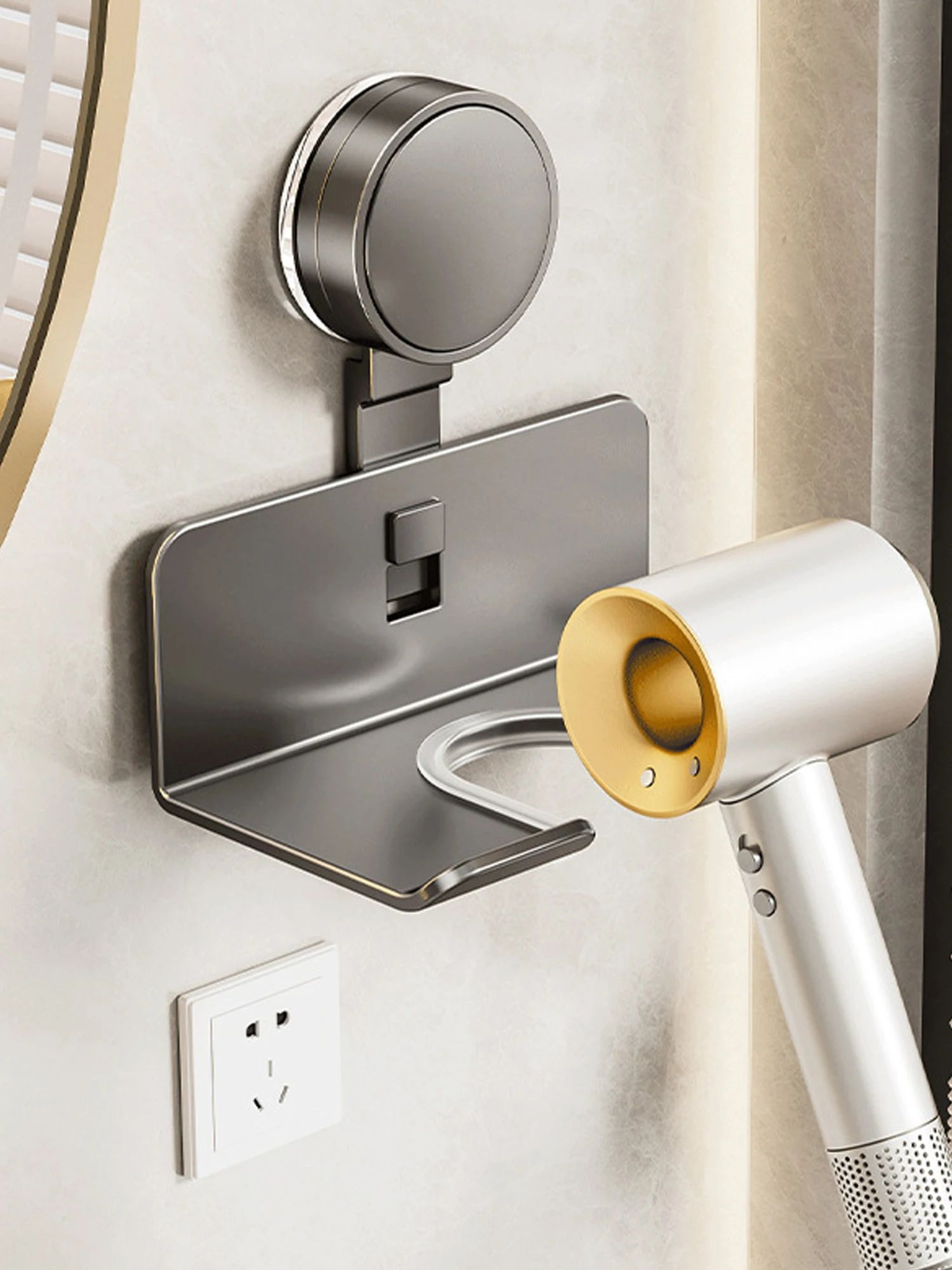 Wall Mounted Hair Dryer Holder Organizer 7