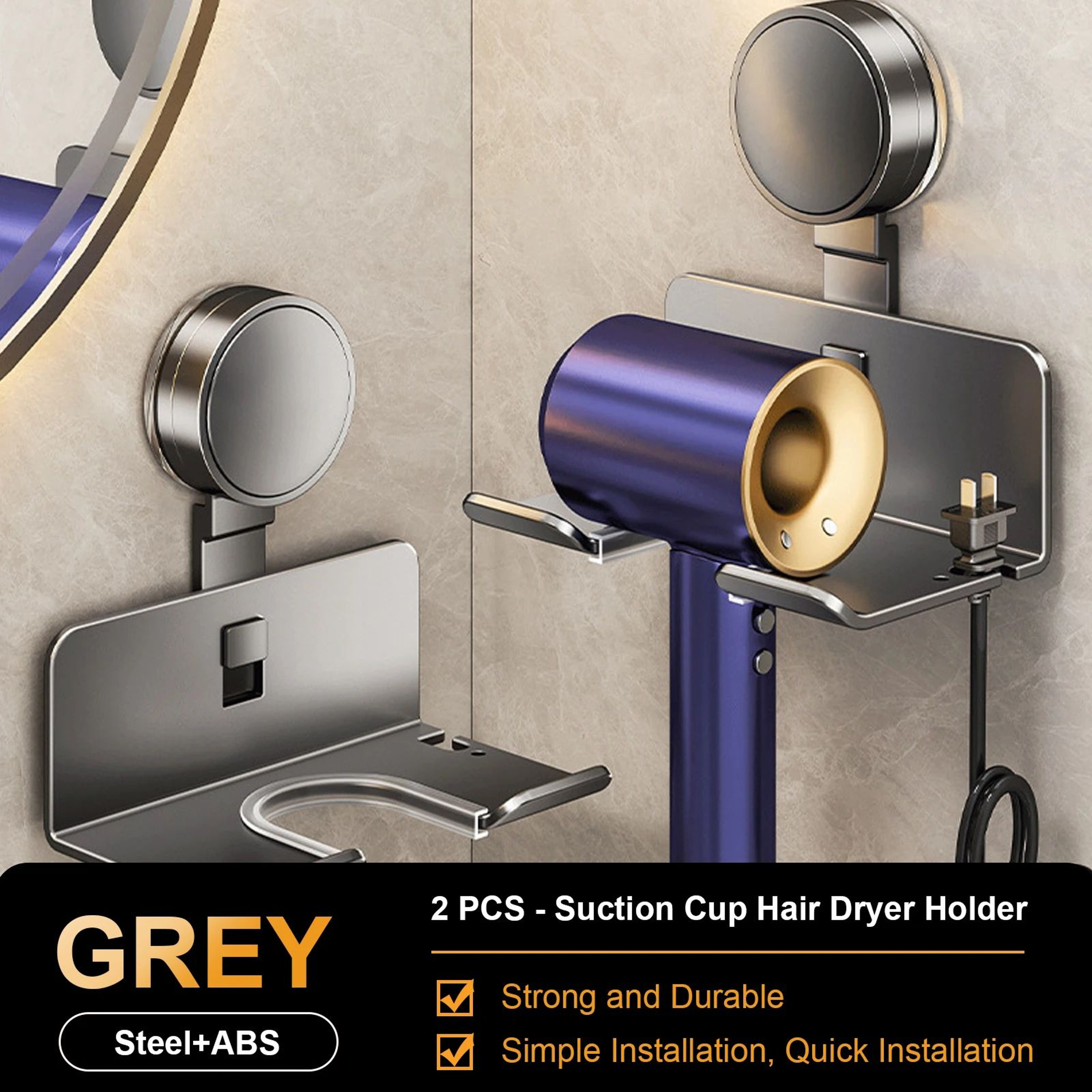 Wall Mounted Hair Dryer Holder Organizer 12