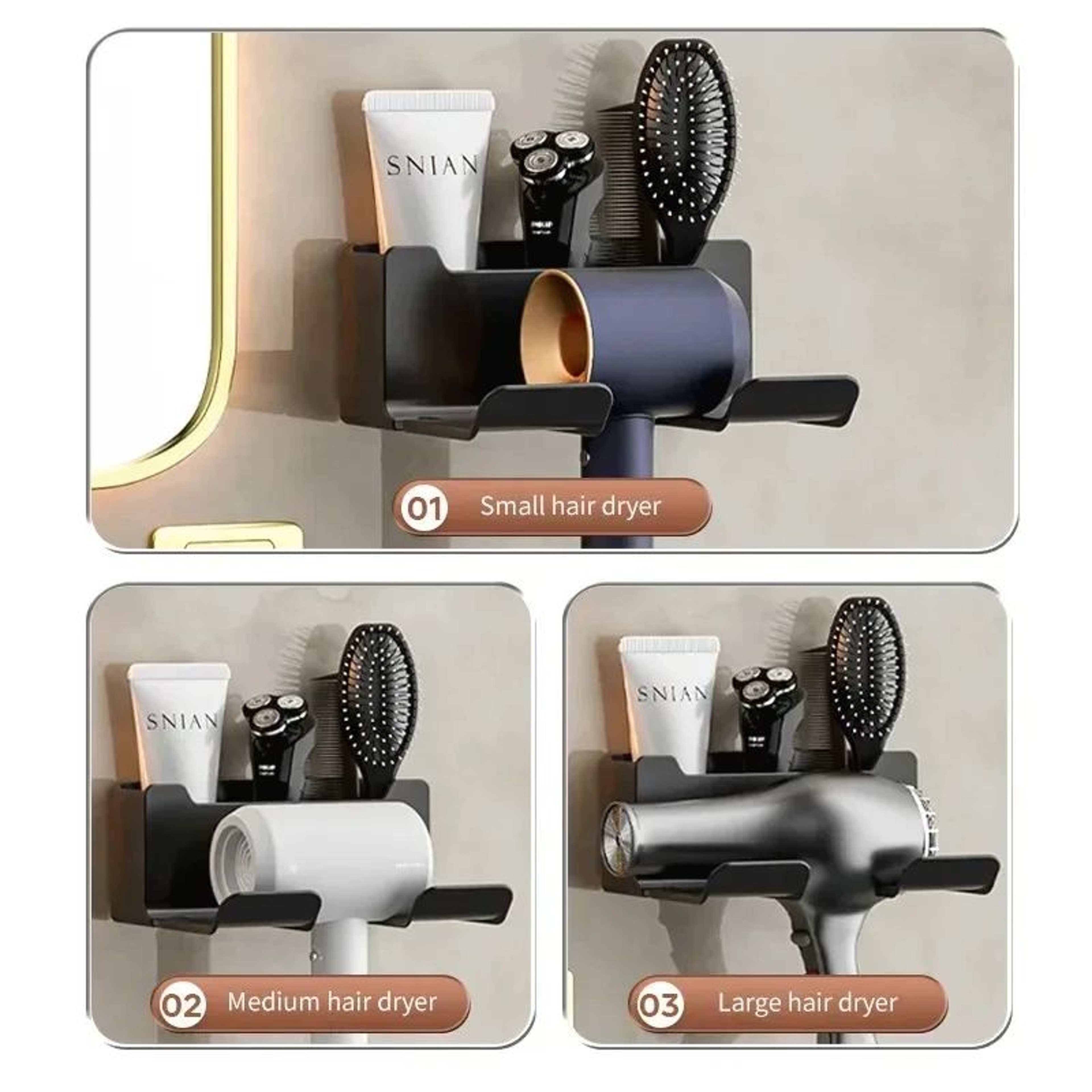 Wall Mounted Hair Dryer Holder Bathroom Accessories 2