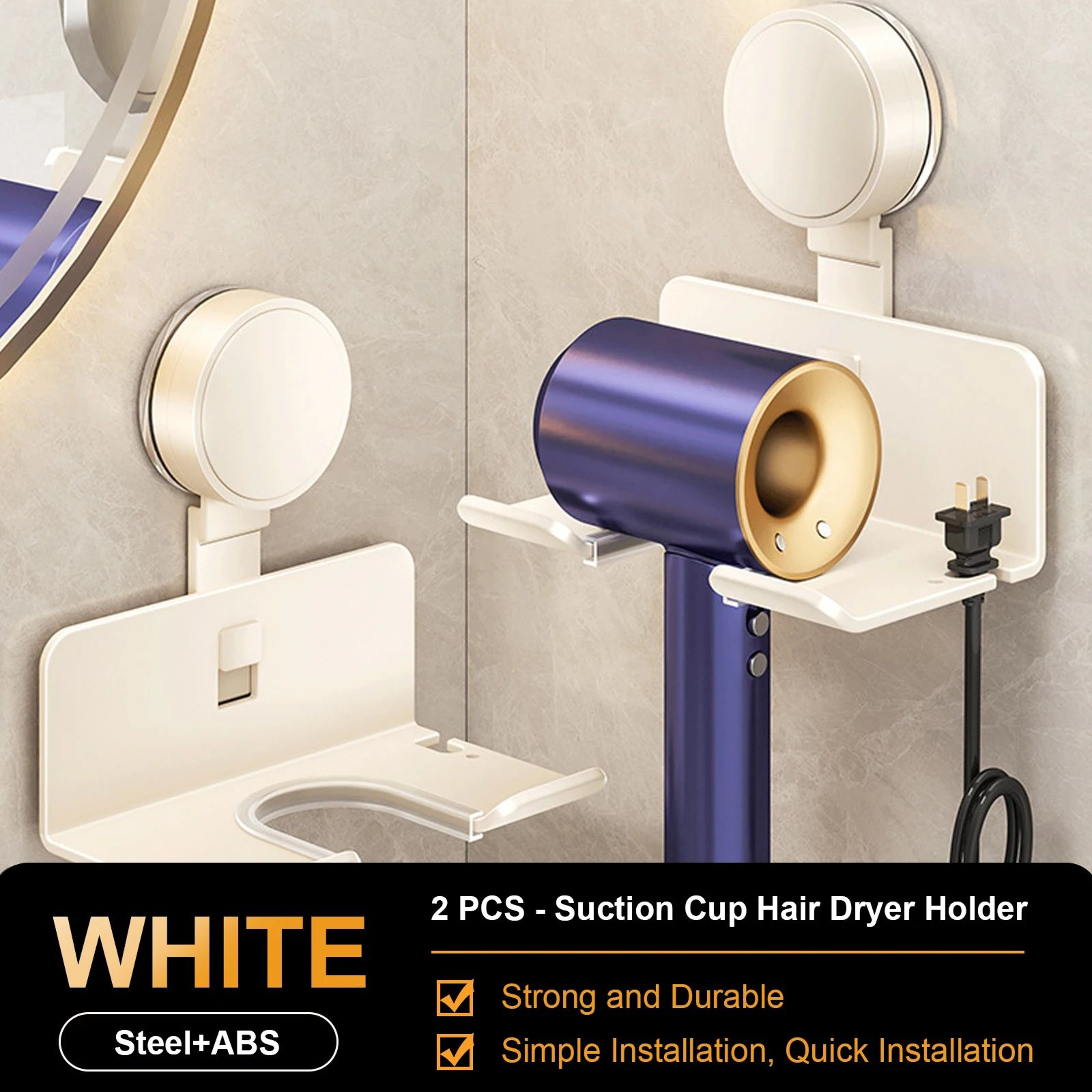 Wall Mounted Hair Dryer Holder Bathroom Accessories 6