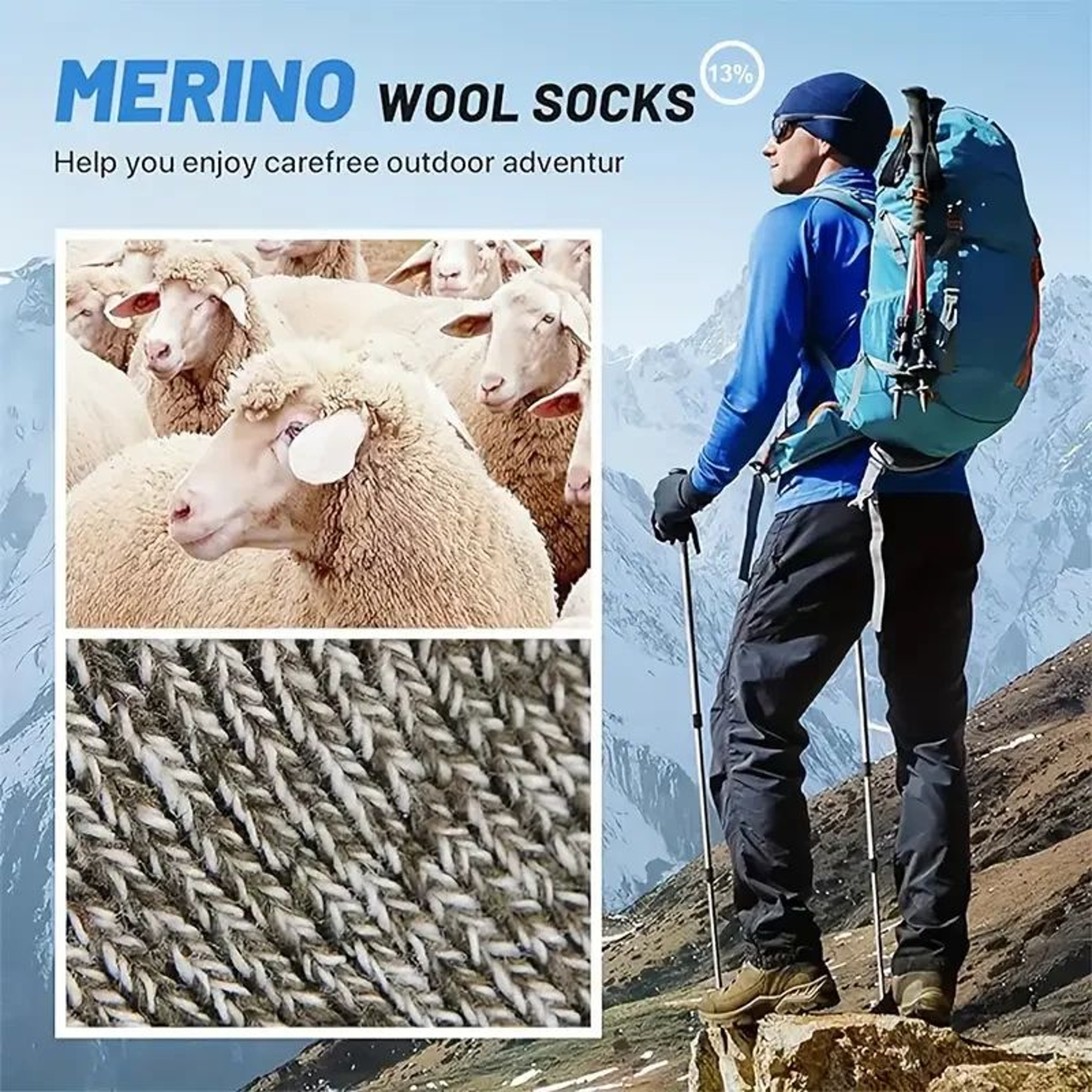 Merino Wool Thermal Socks Set 4