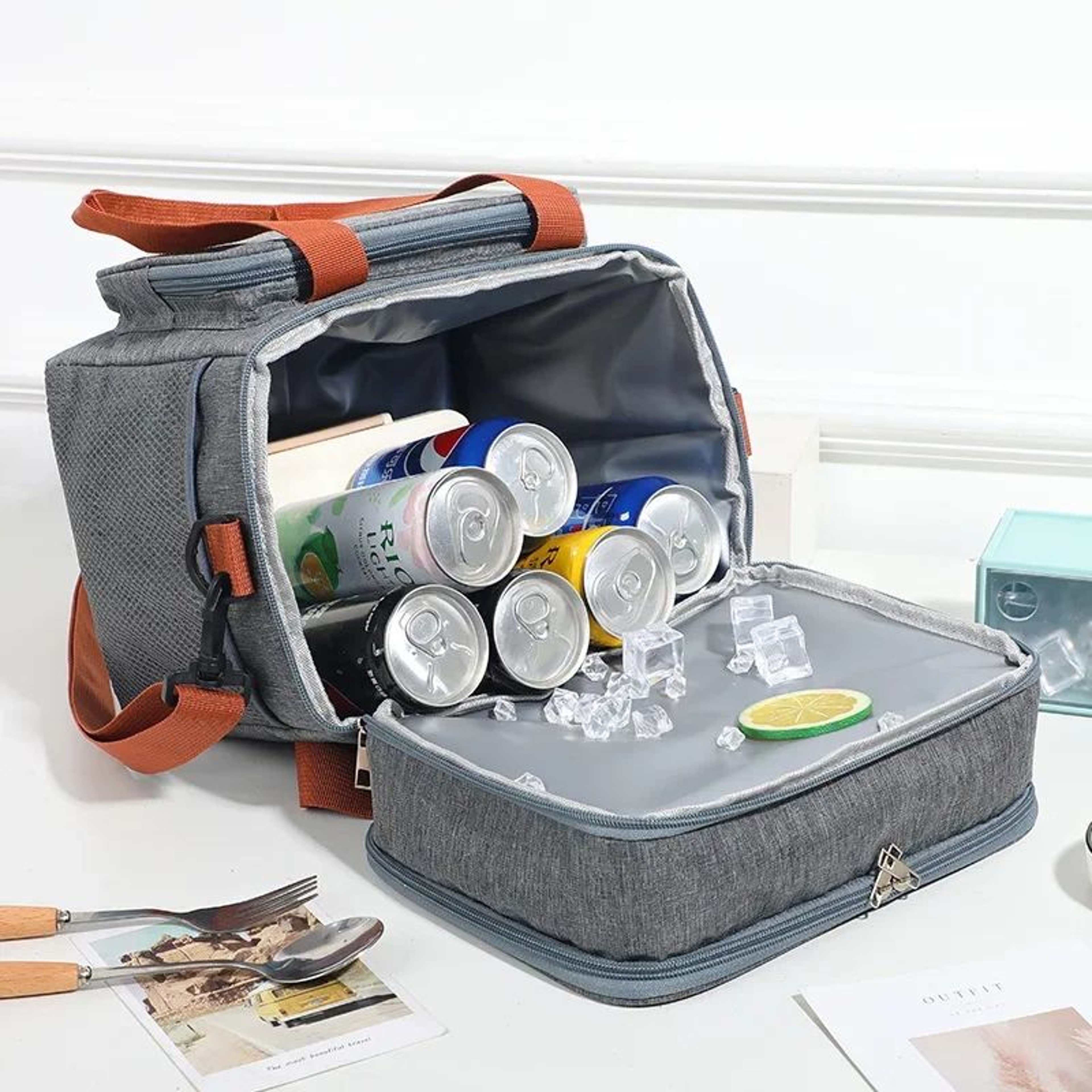 Double Layer Large Capacity Insulated Lunch Bag 0