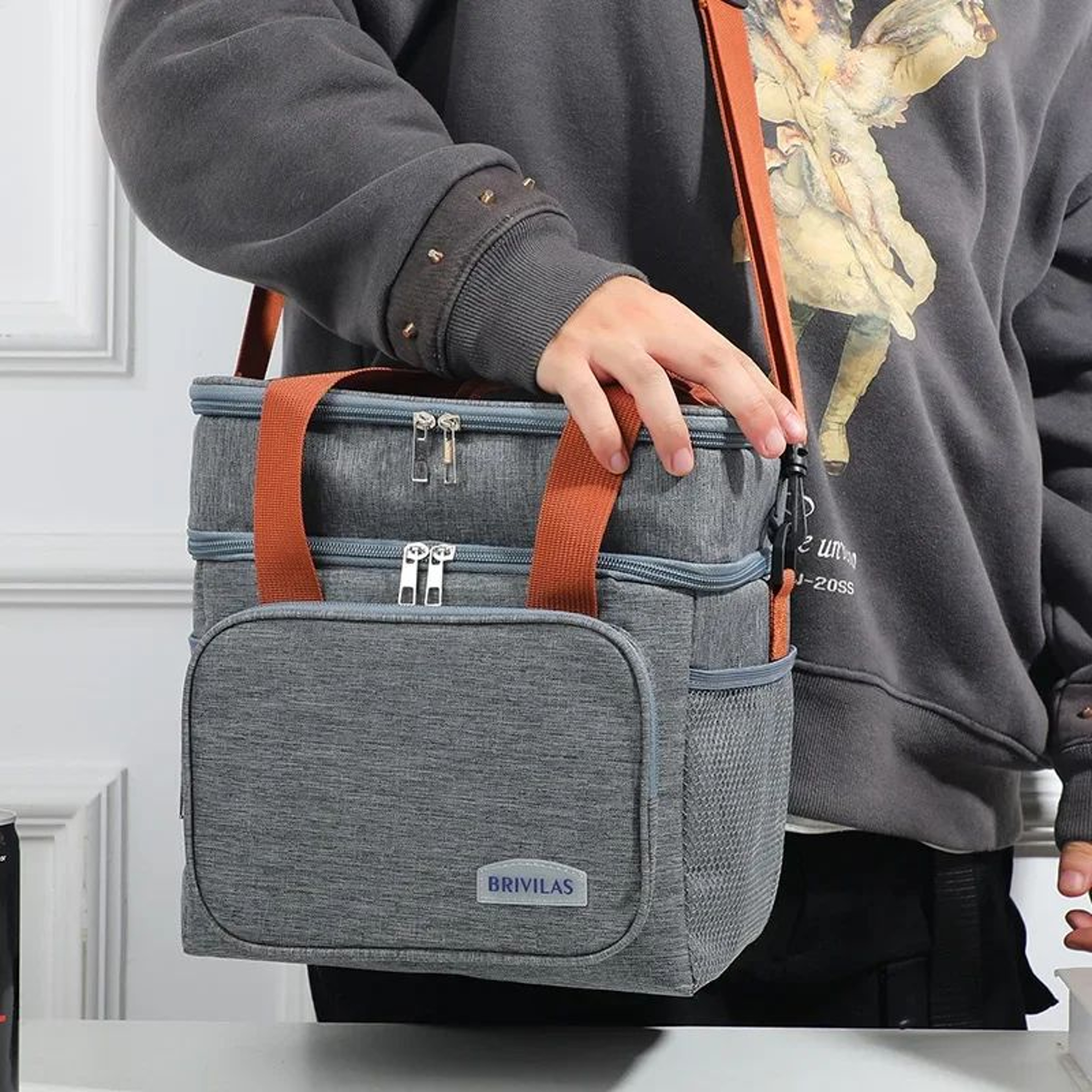 Double Layer Large Capacity Insulated Lunch Bag 4