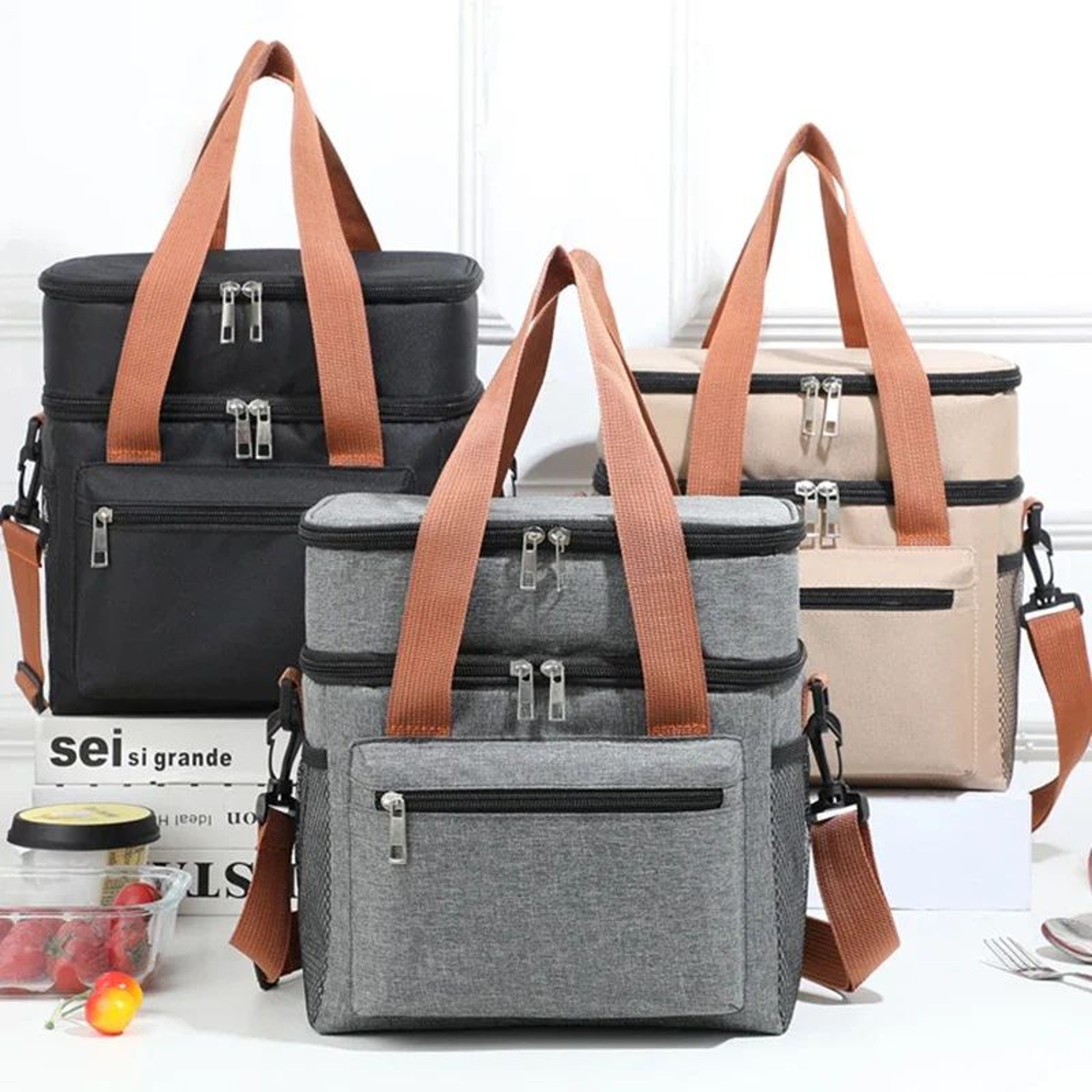Double Layer Large Capacity Thermal Lunch Bag 5