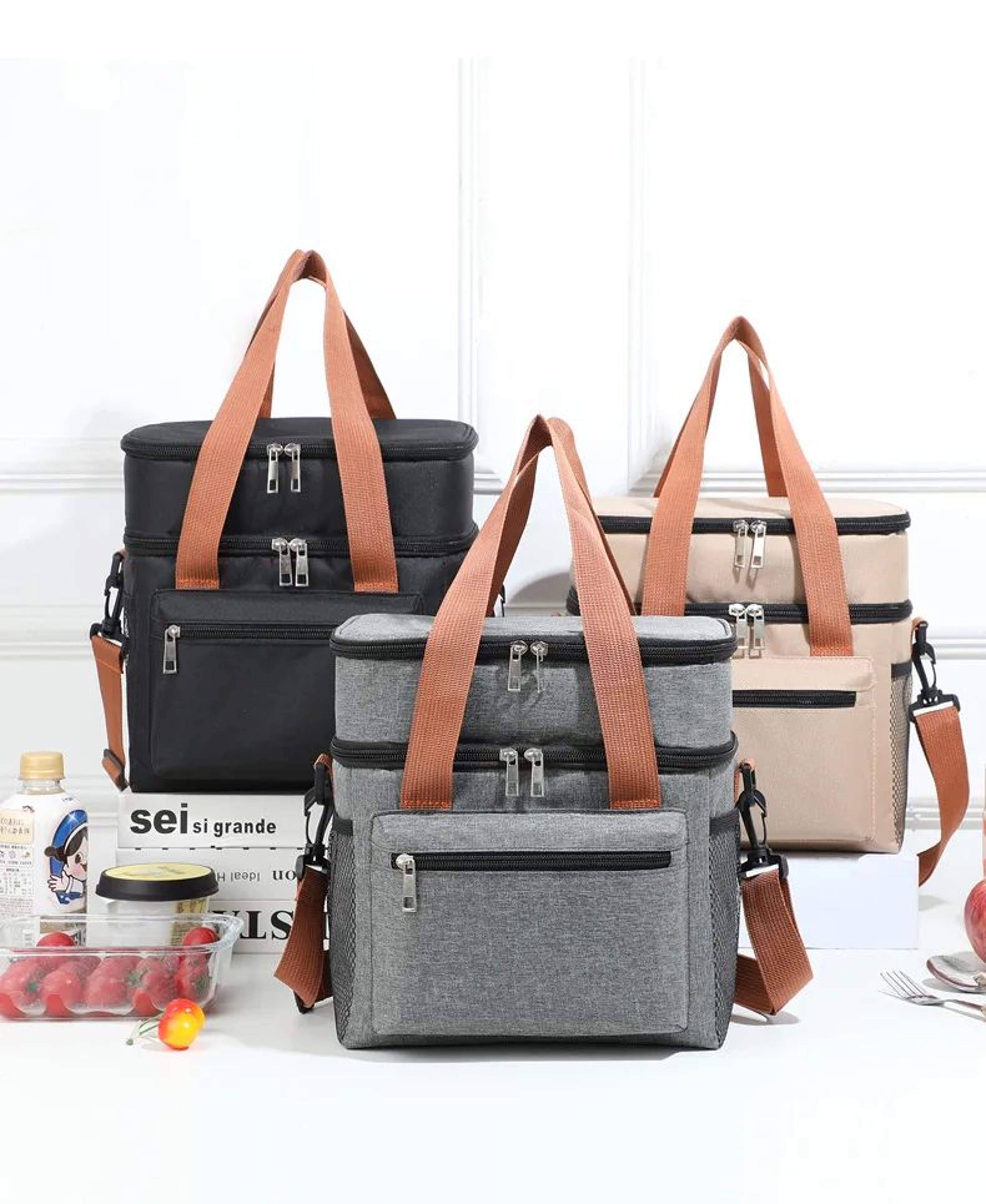 Double Layer Large Capacity Thermal Lunch Bag 7