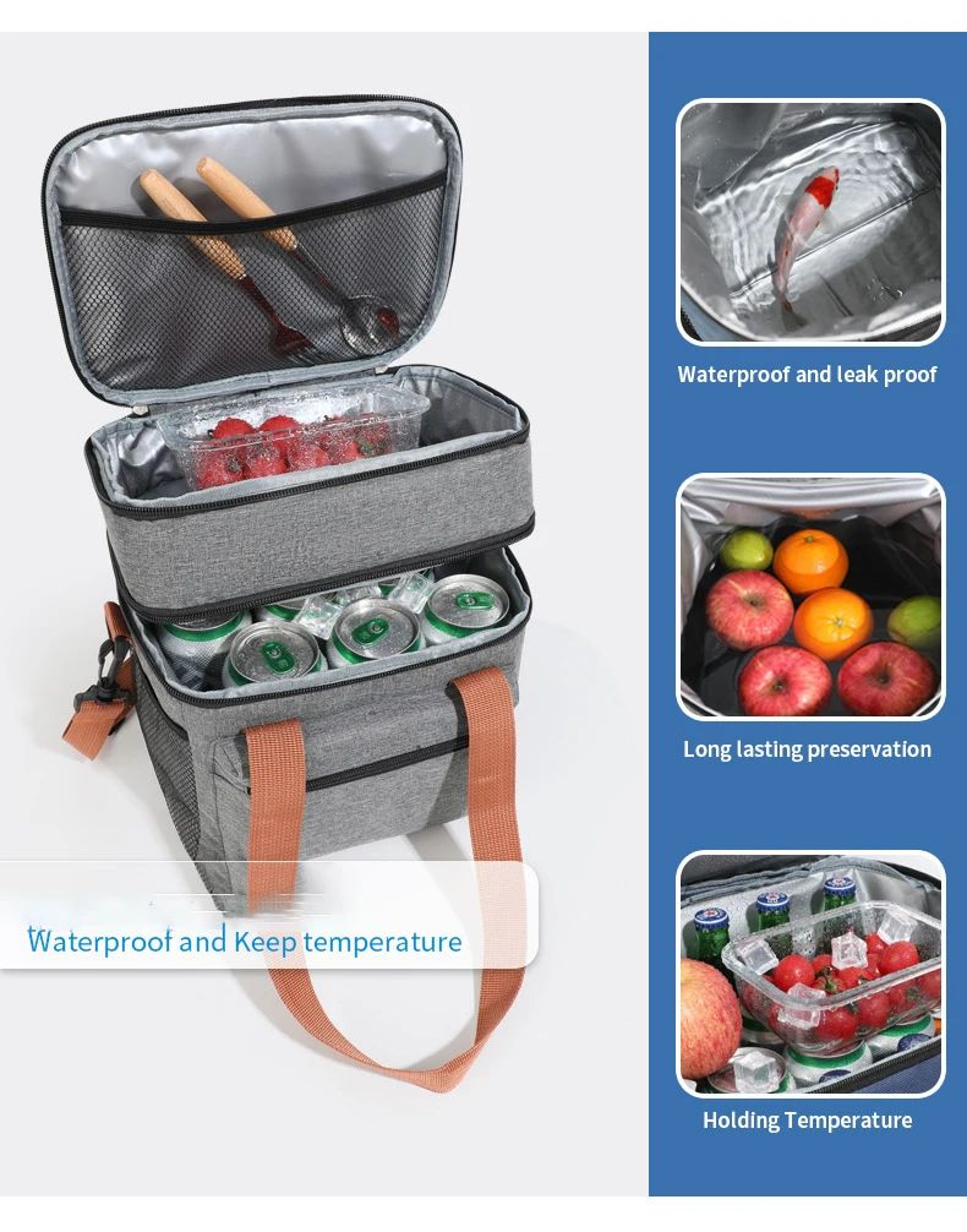 Double Layer Large Capacity Thermal Lunch Bag 9