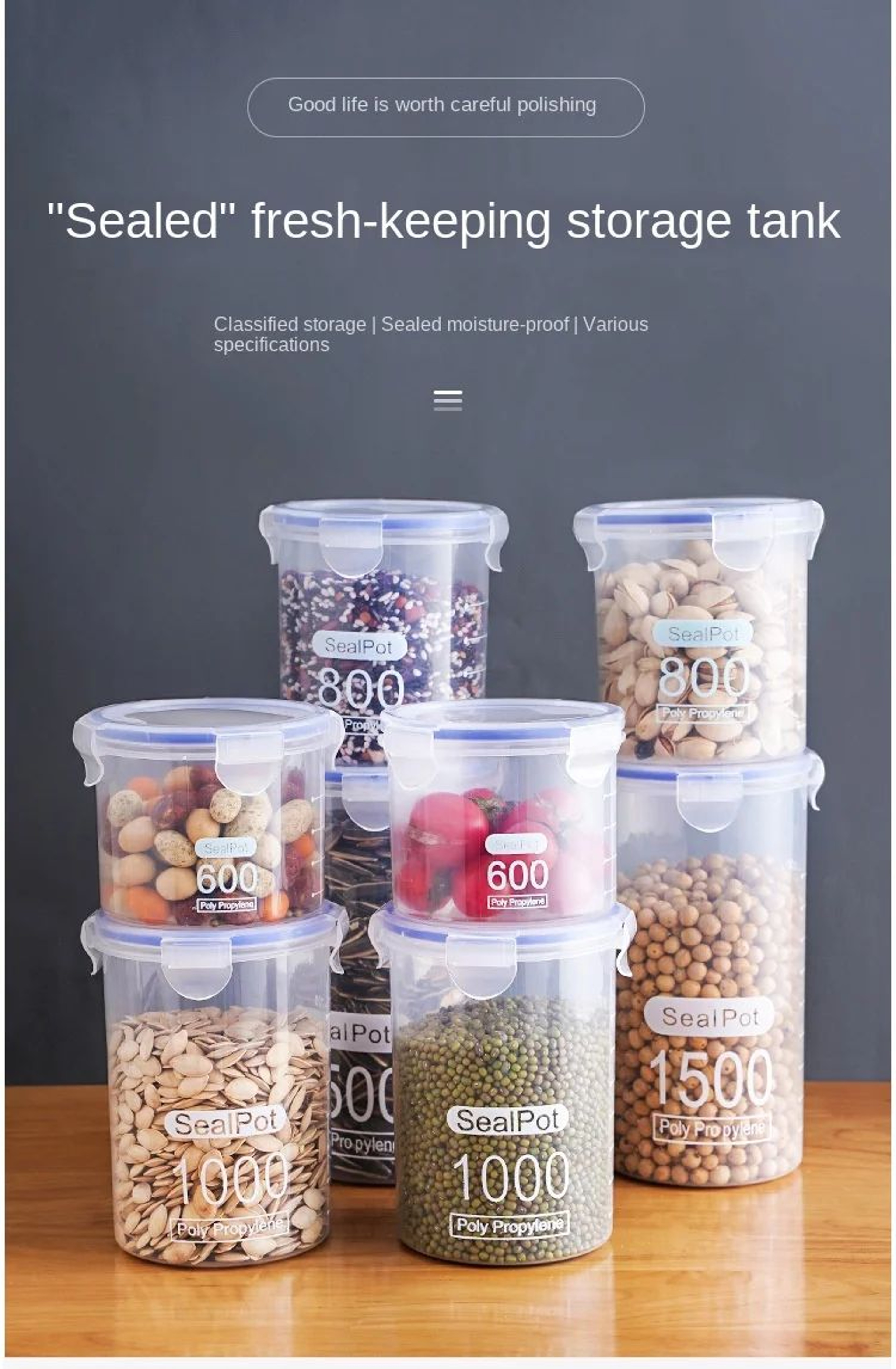 Transparent Airtight Food Storage Jar Set 6