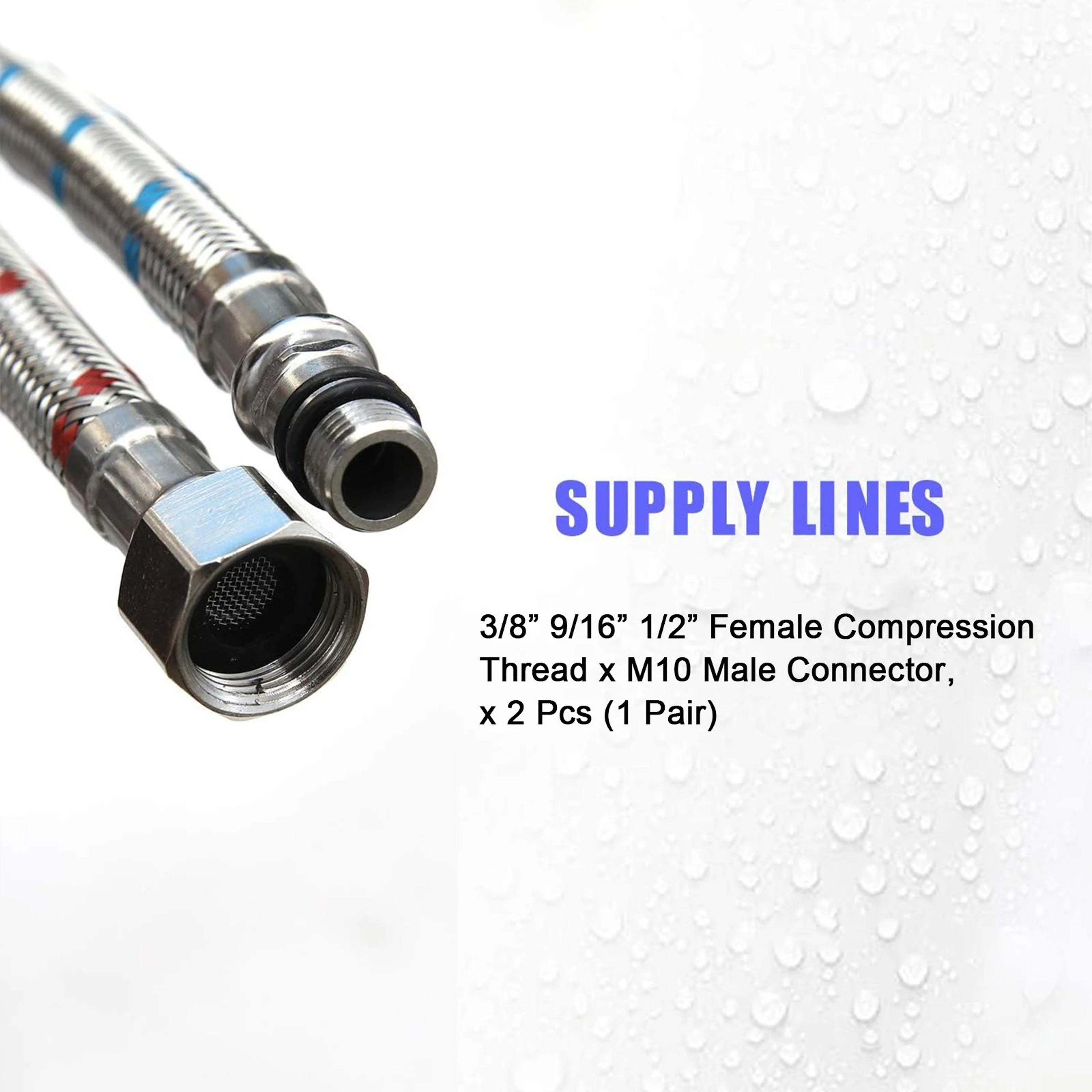24inch Stainless Steel Faucet Connector Supply Hose 2Pack 2