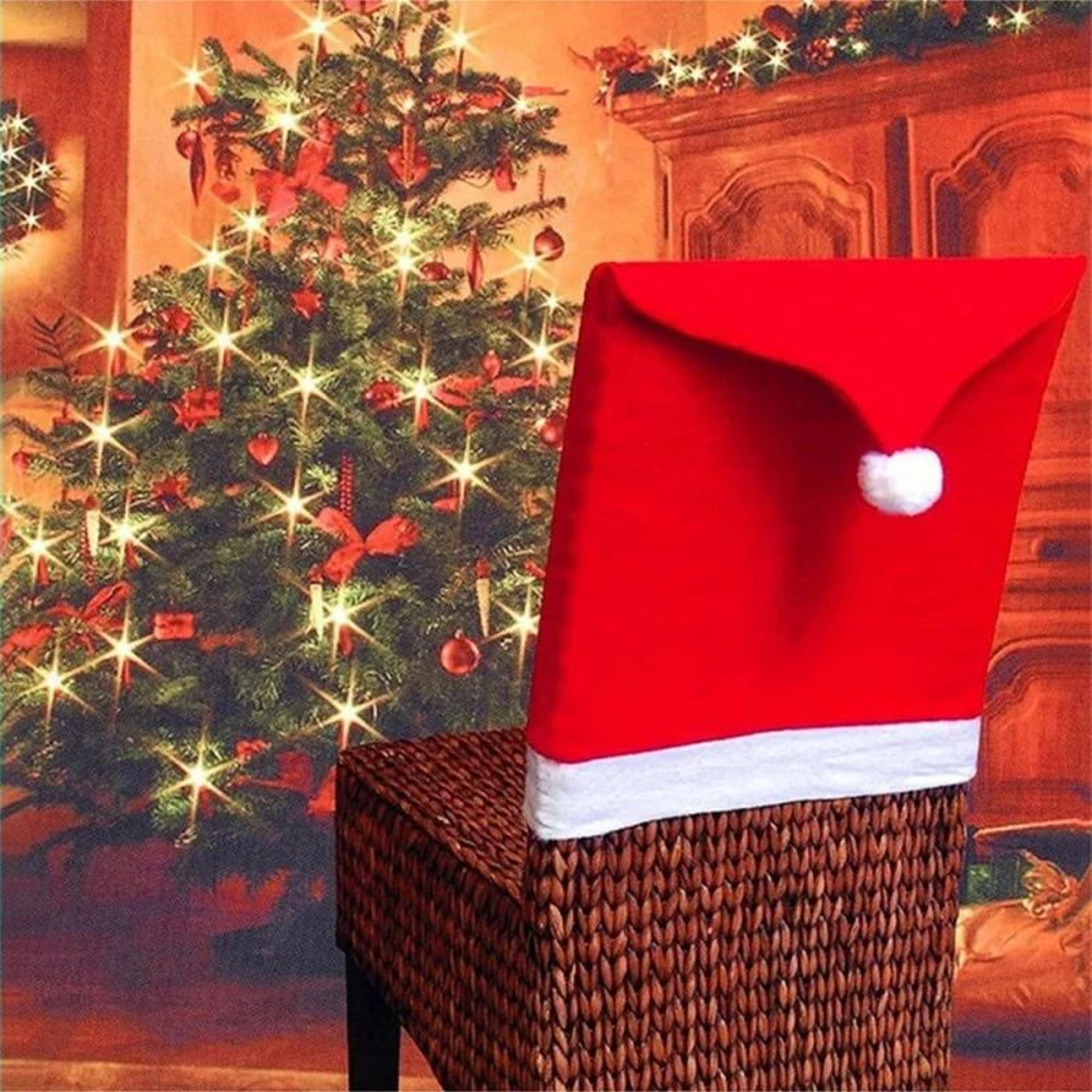4pcs Christmas Chair Covers Festive Holiday Dining Chair Decor Set 4
