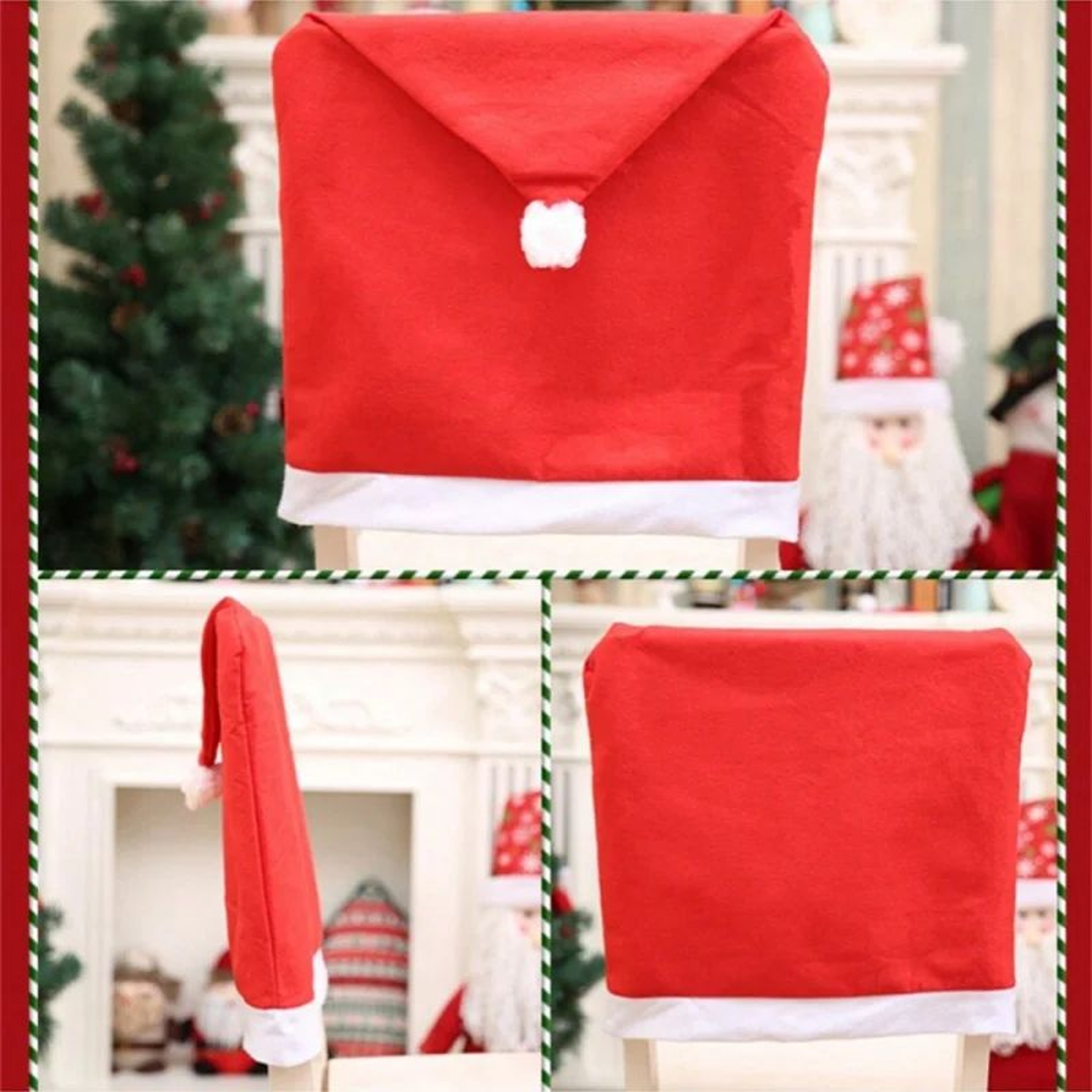 4pcs Christmas Chair Covers Festive Holiday Dining Chair Decor Set 5