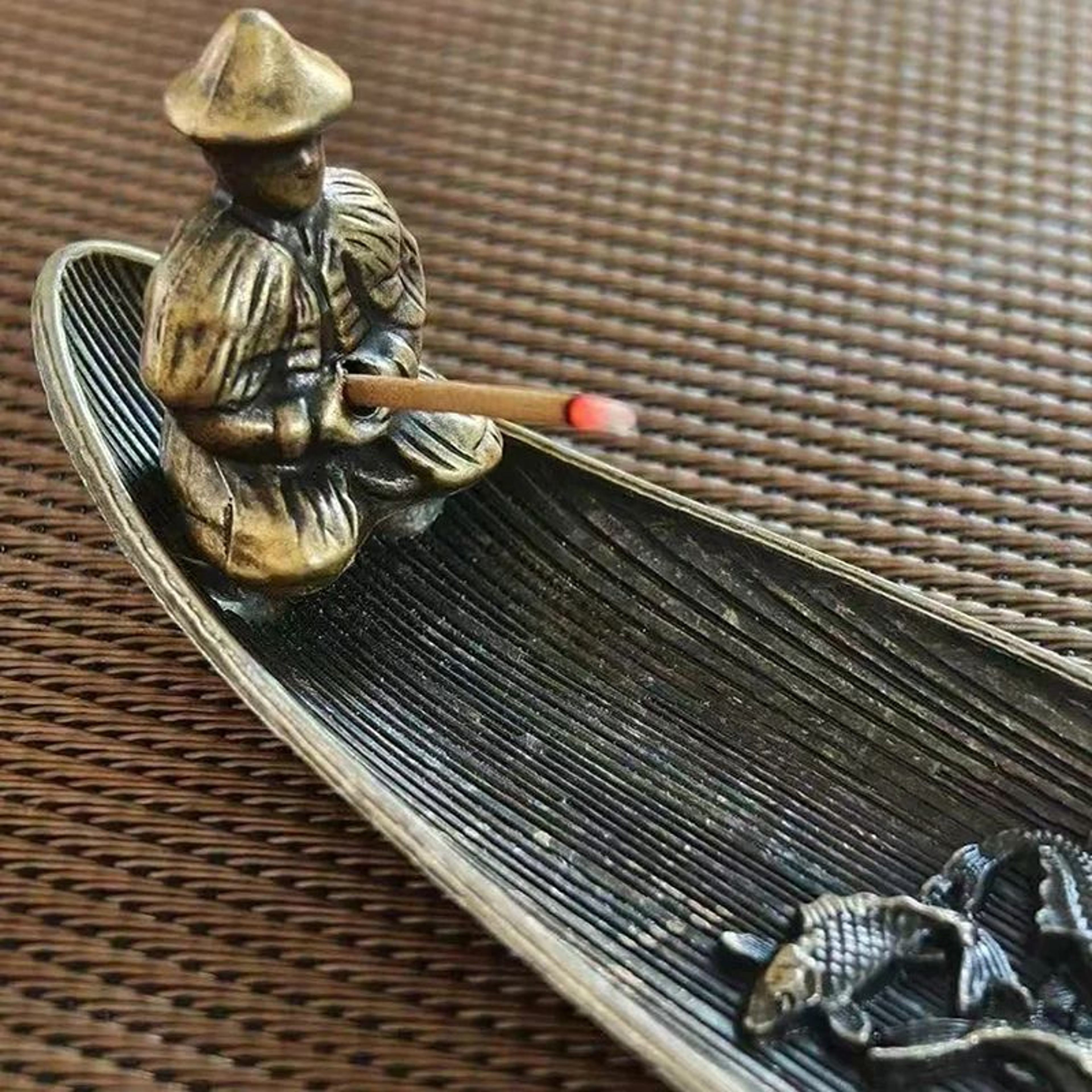 BoatShaped Creative Incense Burner With Fishing Old Man Design 3