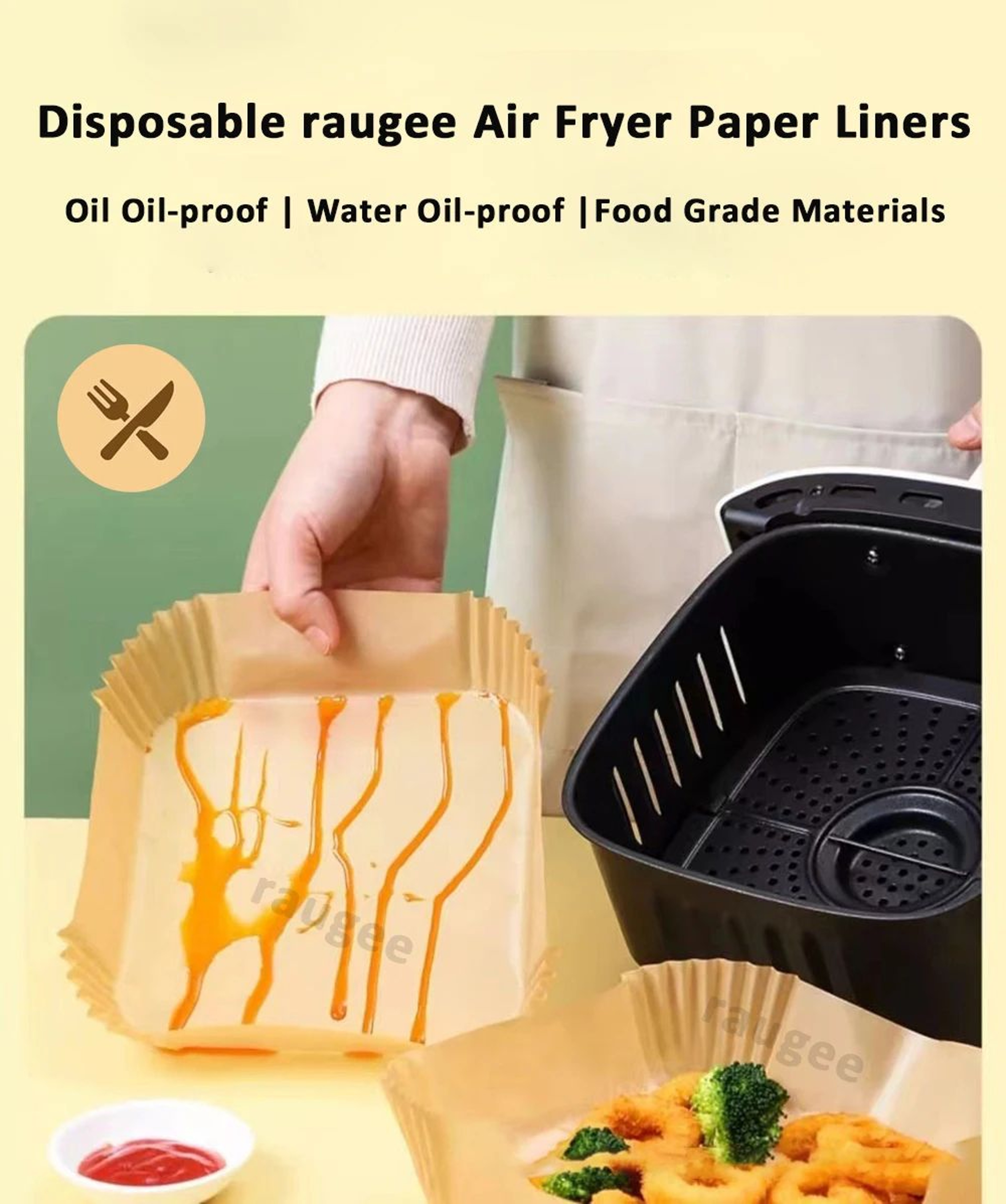 100 Pcs Disposable Air Fryer Baking Paper Liners 6