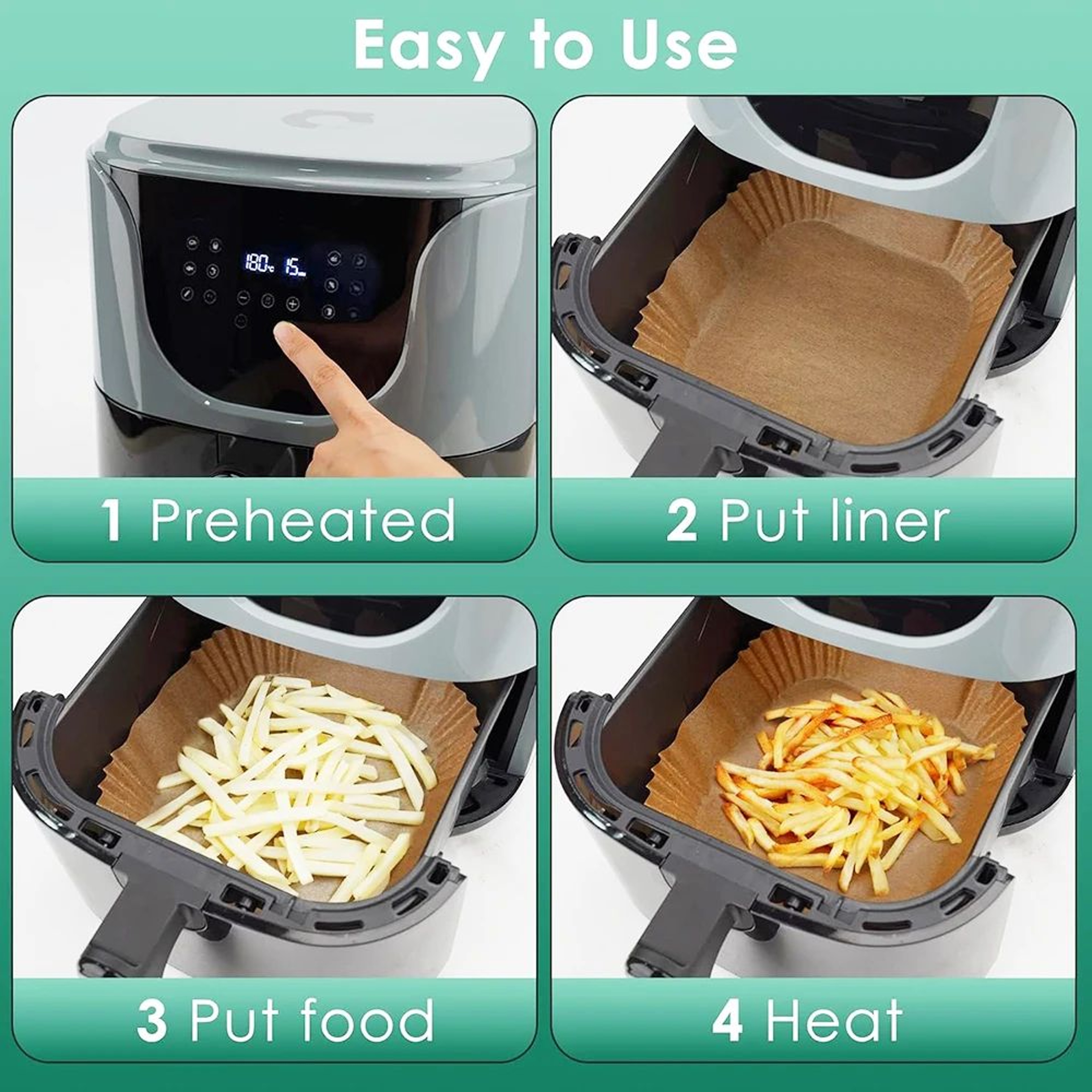 100 Pcs Disposable Air Fryer Baking Paper Liners 11