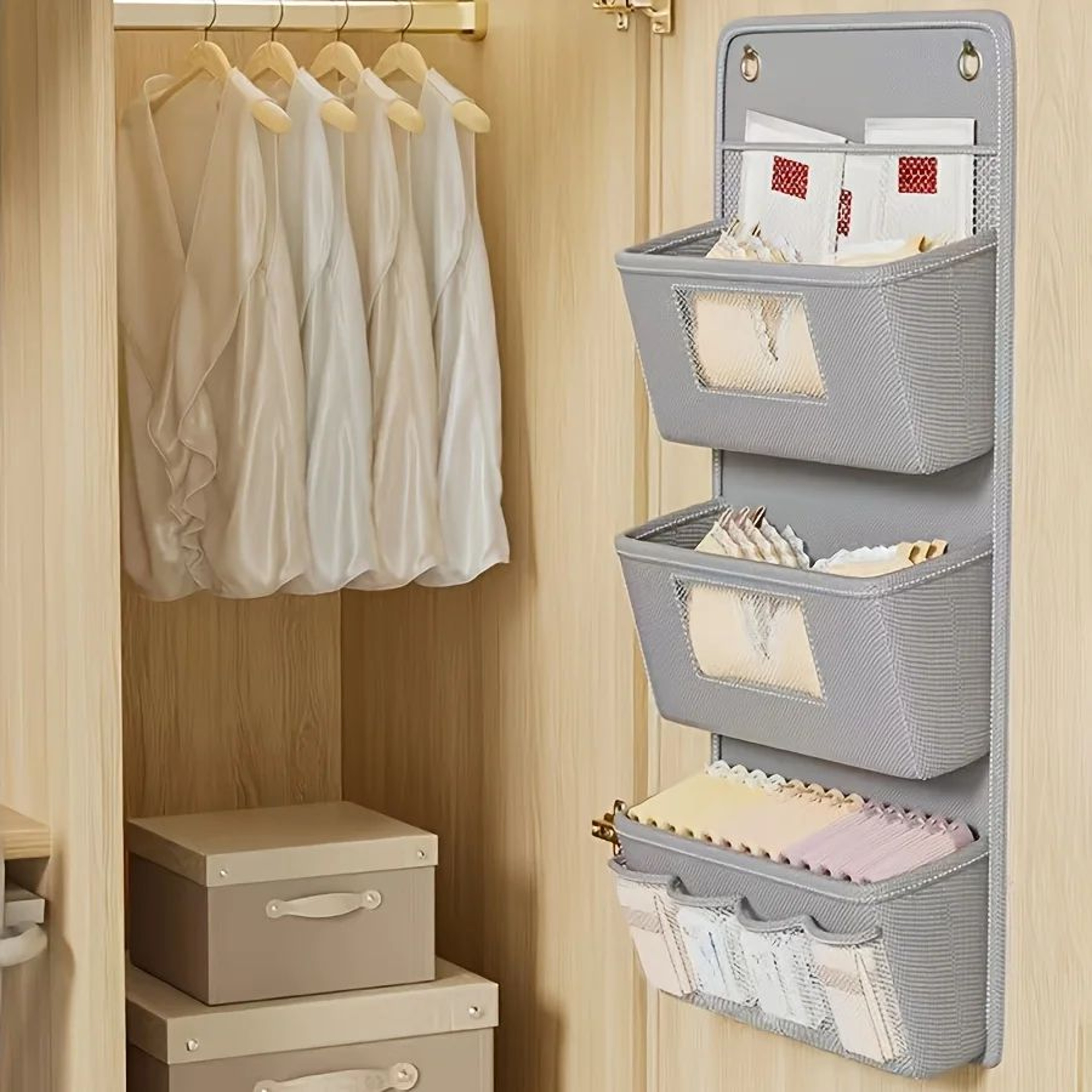 Gray Wall Mounted MultiCompartment Storage Organizer 6