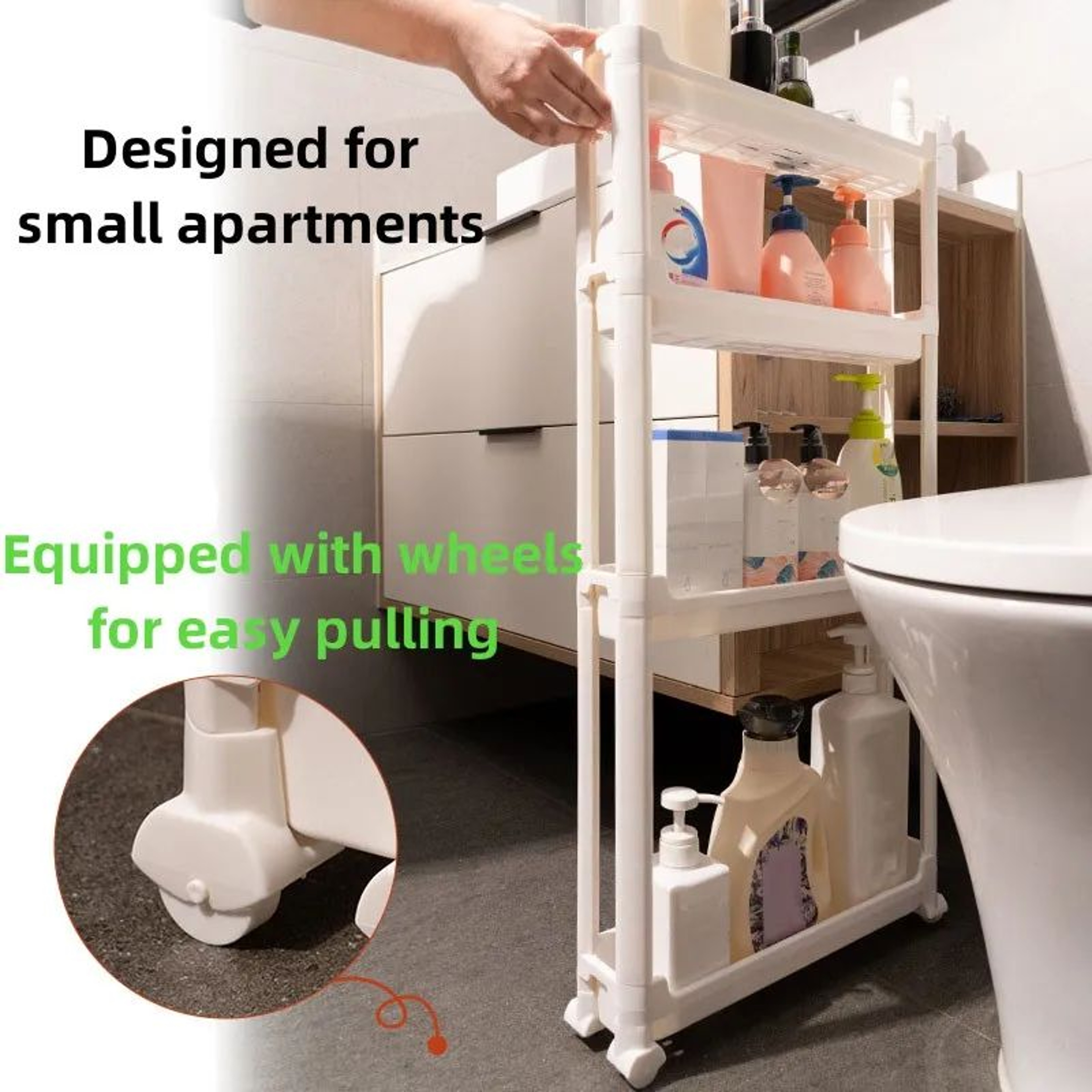 Behind Door Narrow Storage Cabinet Trolley Rack 3