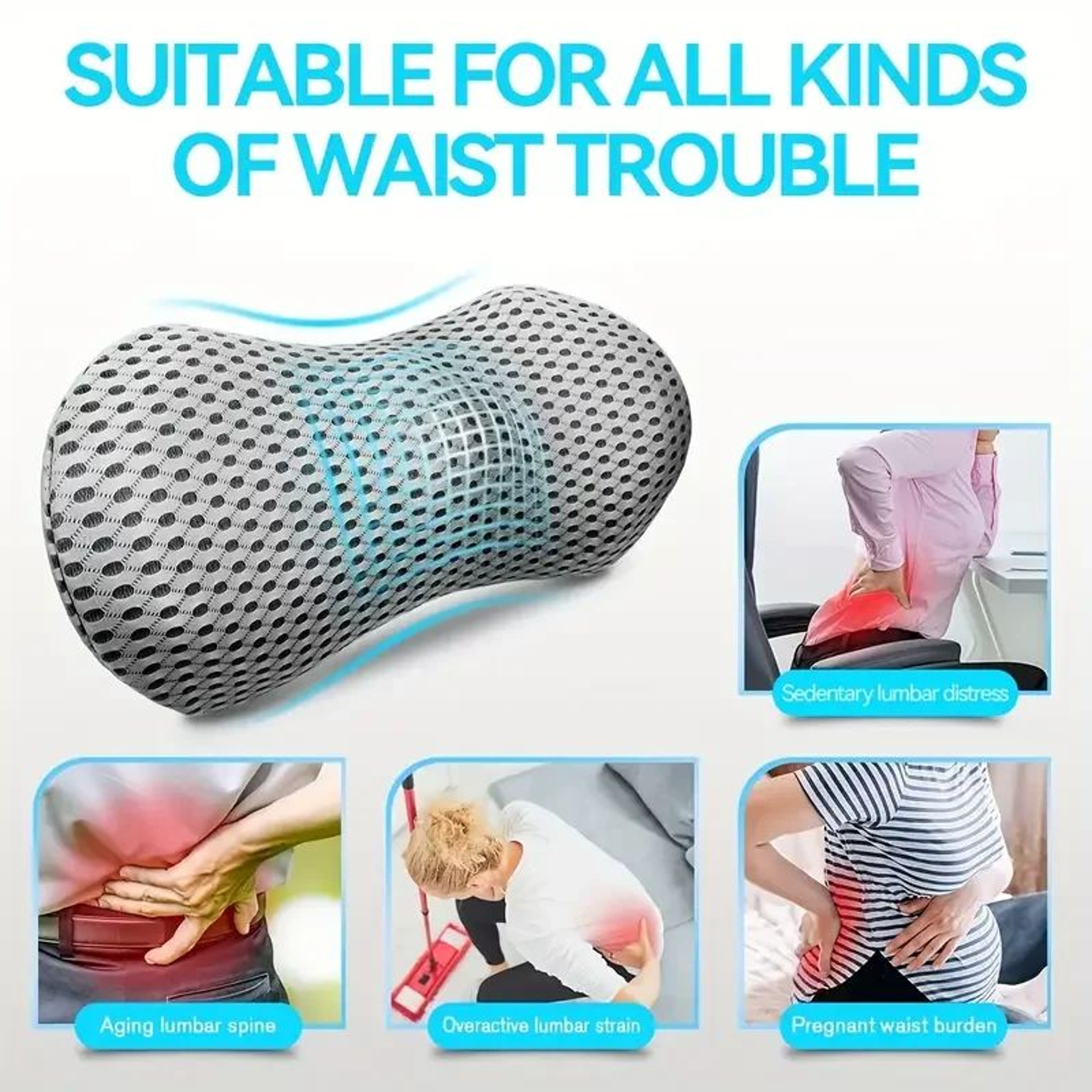 Ergonomic Memory Foam Lumbar Pillow With Removable Cover 4