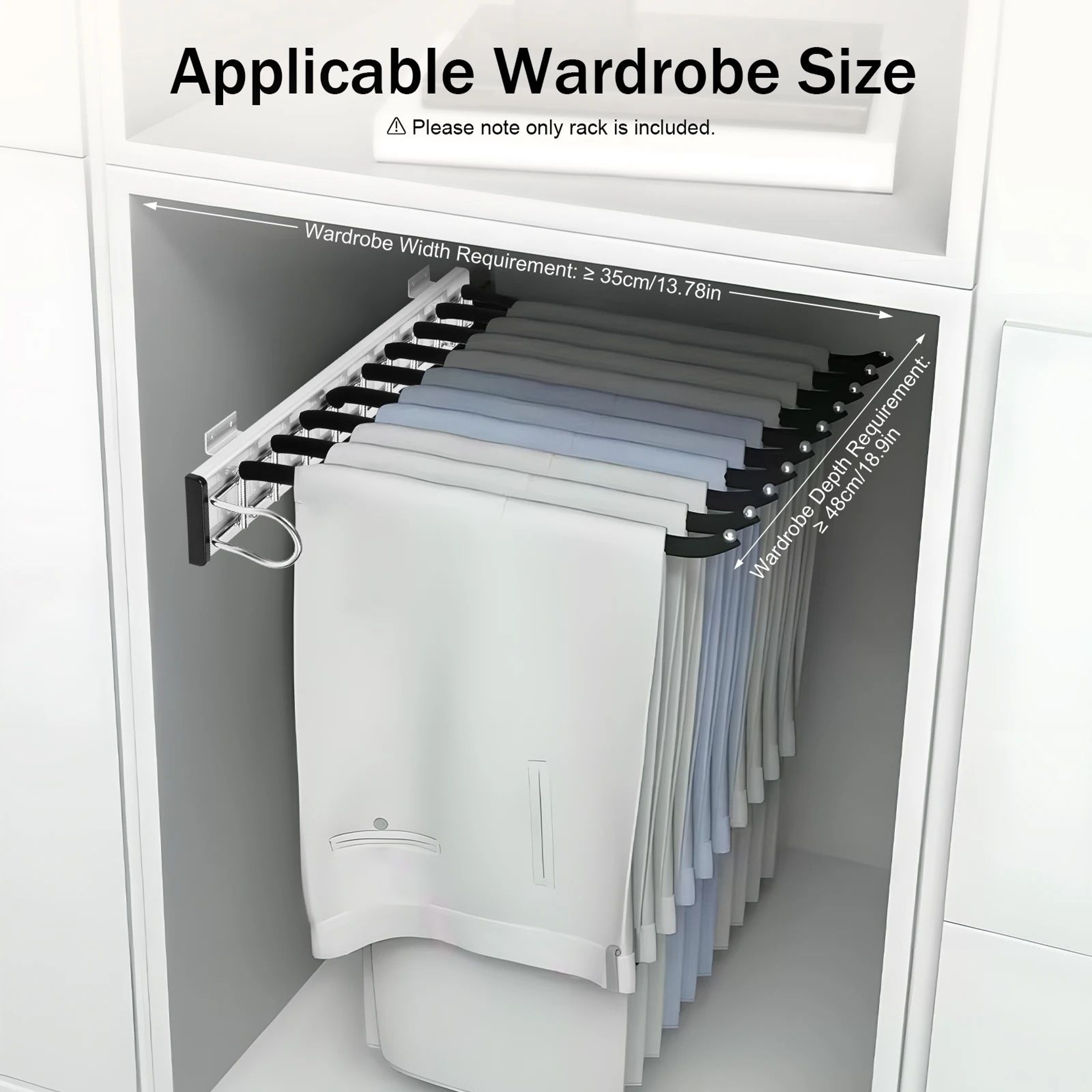 PullOut 9Arm Wardrobe Trousers Rack Closet Organizer 11