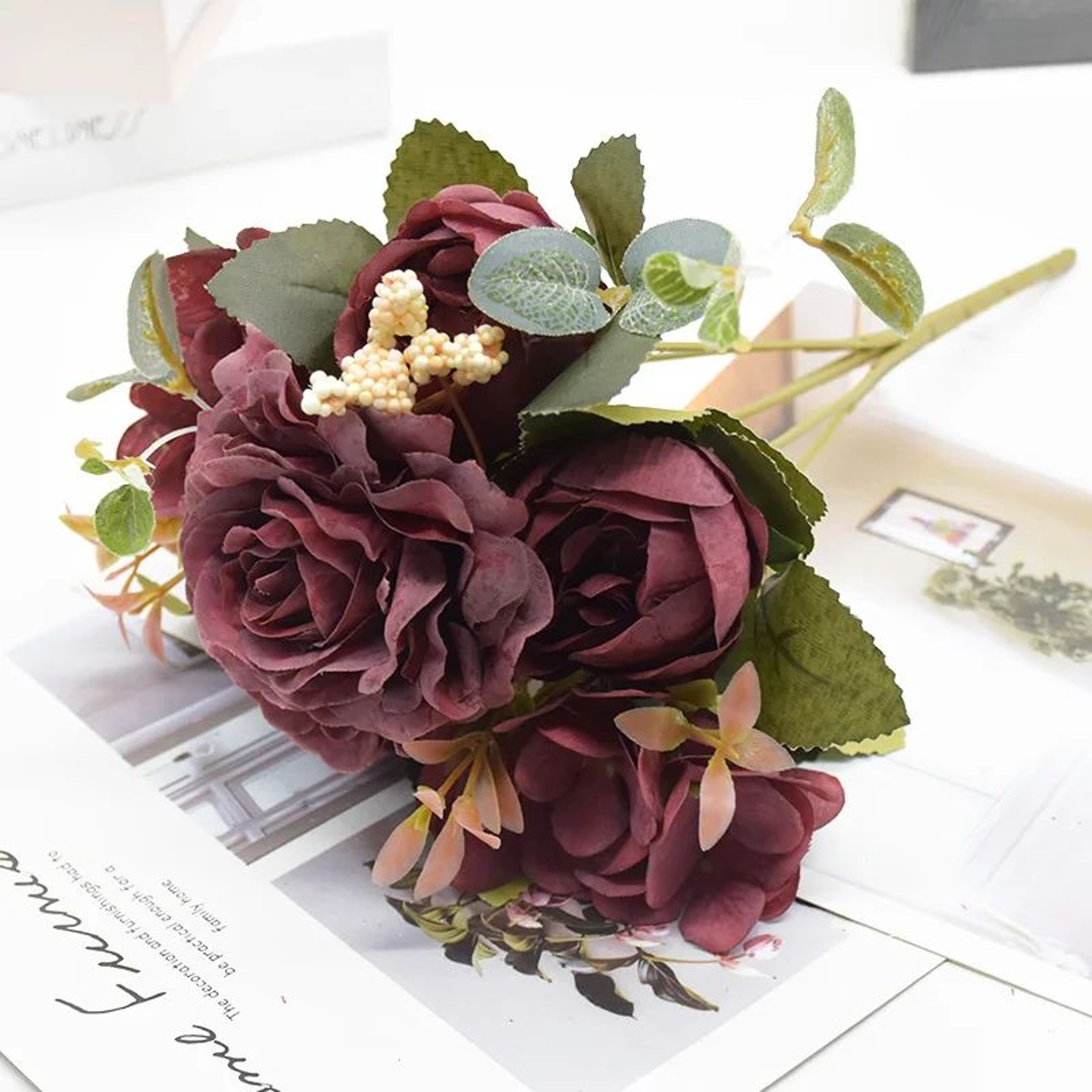 Artificial Rose And Peony Flower Bouquet For Wedding And Home Decor 8