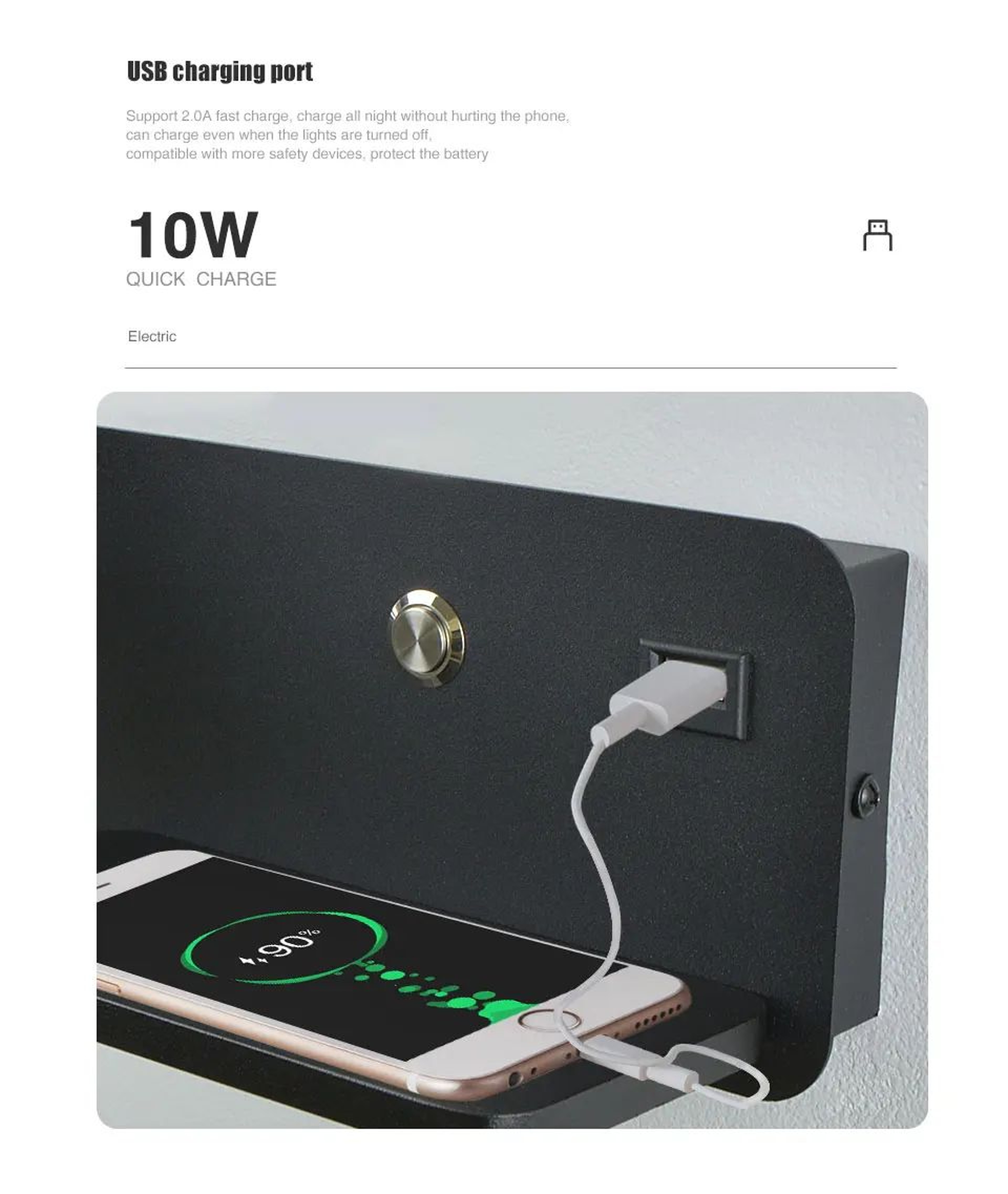 Nordic USB And Wireless Charging LED Wall Lamp 5 W 9