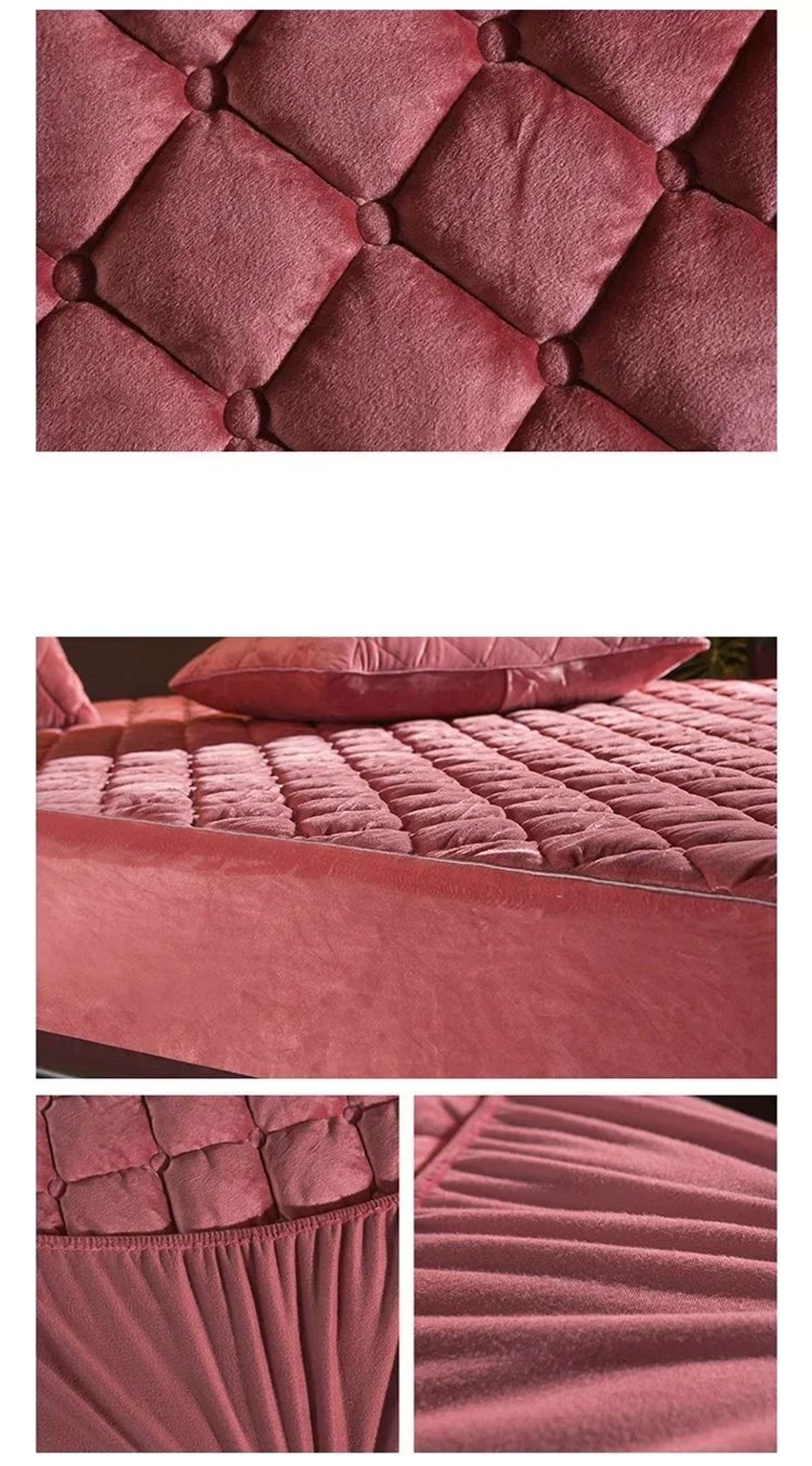 Plush Thickened Crystal Velvet Quilted Mattress Cover 3