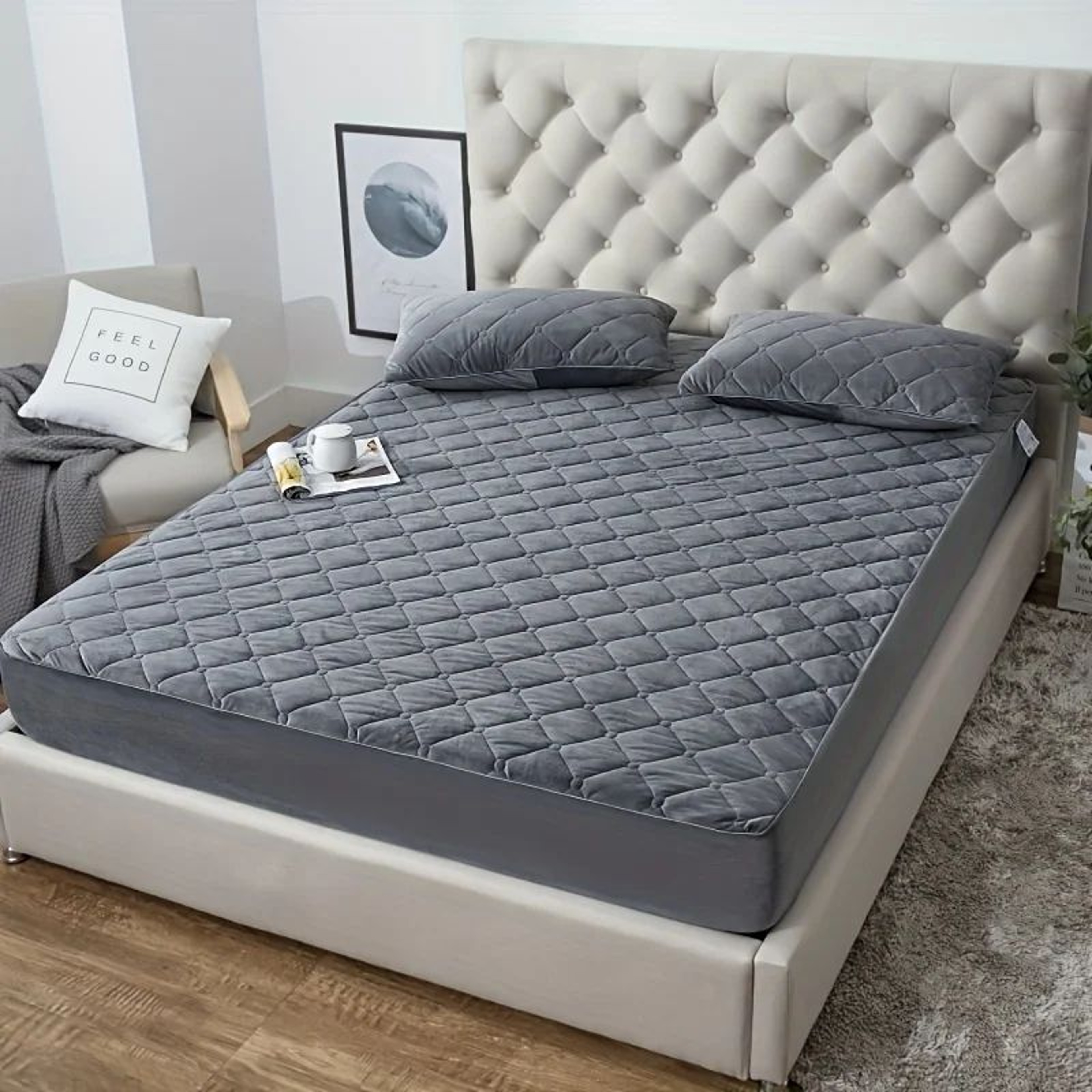 Plush Thickened Crystal Velvet Quilted Mattress Cover 5